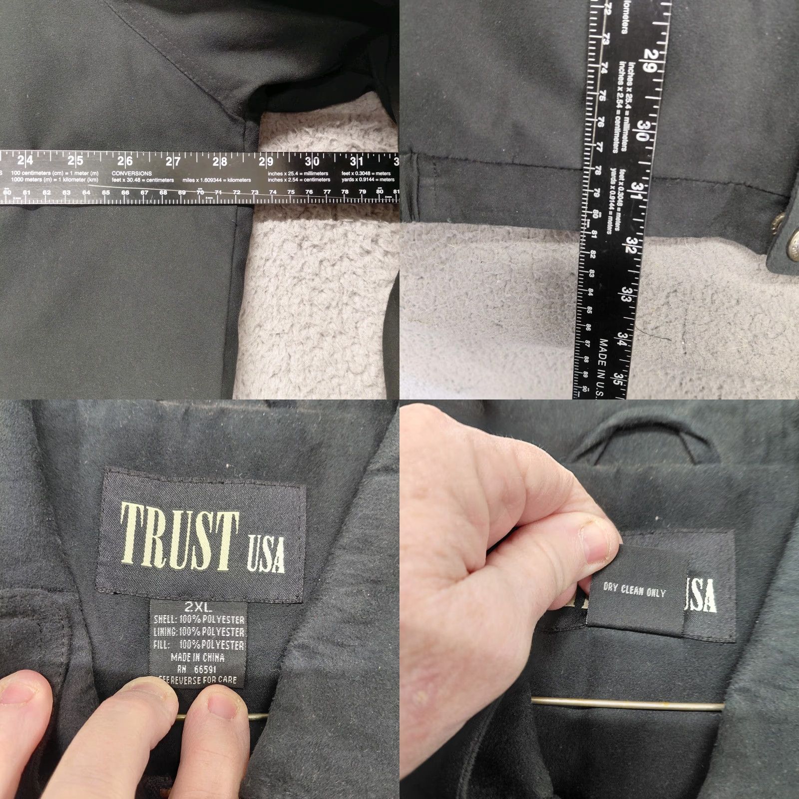 Vintage Trust USA Coat Jacket Mens 2XL Black Soft Shell Overcoat Quilted Lined Warm Size US XXL / EU 58 / 5 - 9 Thumbnail