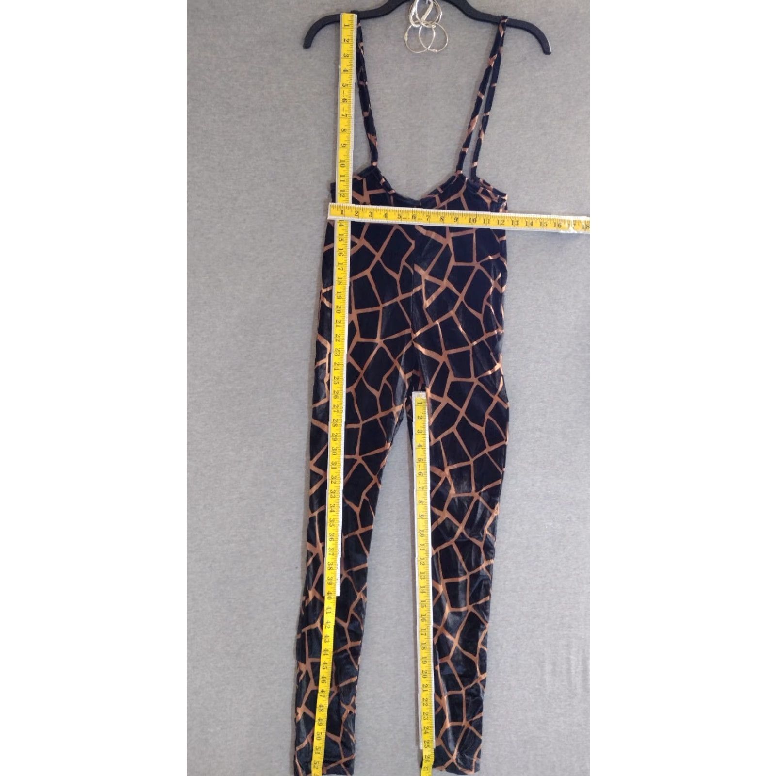 Velvet MAGIA Women's Catsuit Velvet Semi Sheer Jumpsuit Halter Spaghetti Straps Slim Fit Black/Gold One-Piece S - Velvet Bodysuit Size S / US 4 / IT 40 - 4 Thumbnail