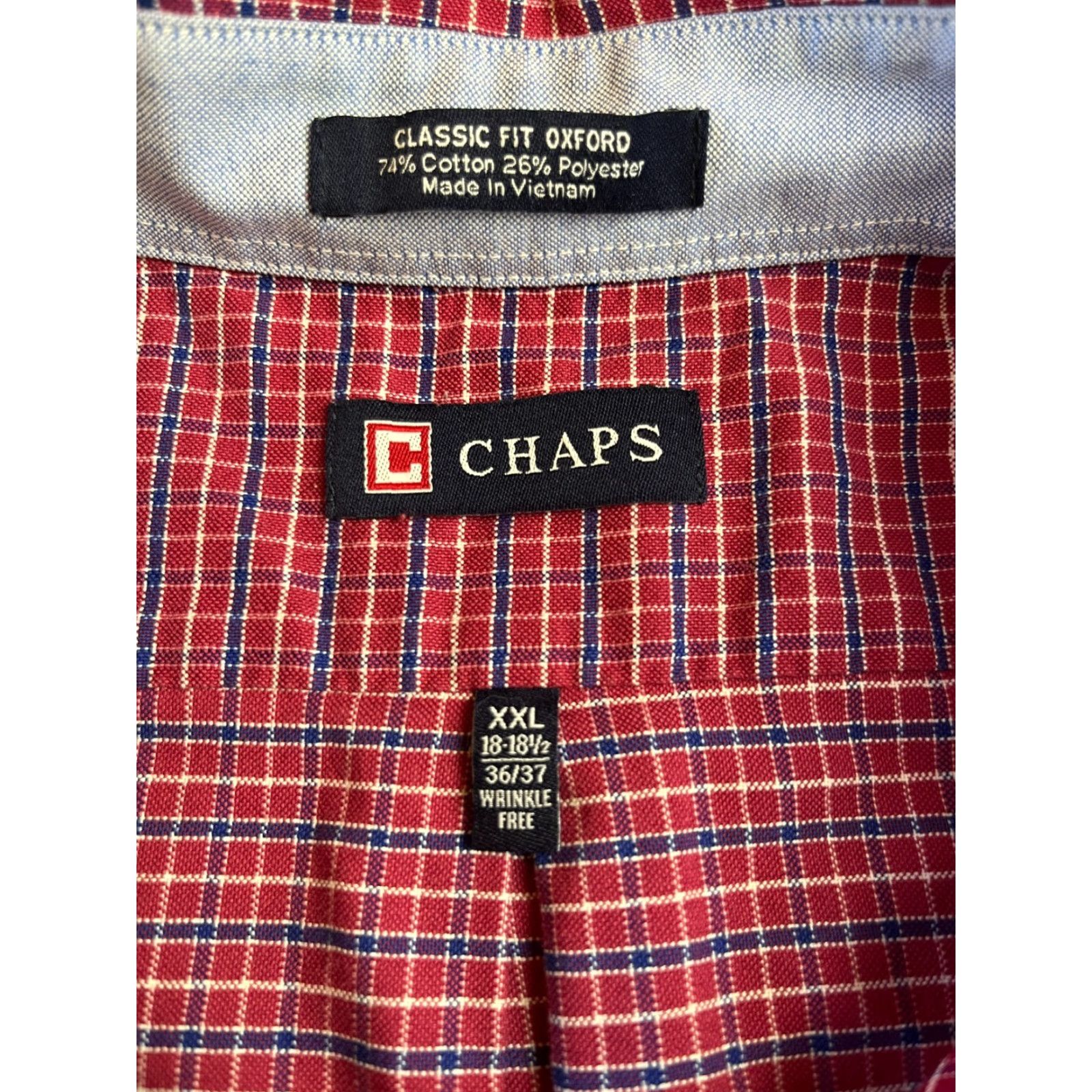 Chaps Chaps Shirt Mens XL Plaid Oxford Classic Fit Button-Up Casual Red Blue 18-18.5 36/37 Size US XL / EU 56 / 4 - 5 Thumbnail