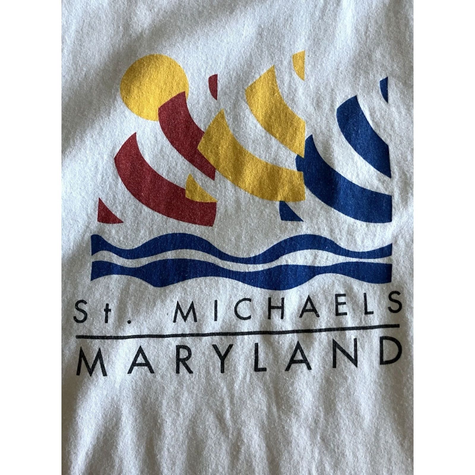 Gildan VINTAGE St. Michaels Maryland T Shirt M White Cotton Graphic Tee Unisex 1990s Sailing Ocean USA Vacation Clothing Size US M / EU 48-50 / 2 - 2 Thumbnail