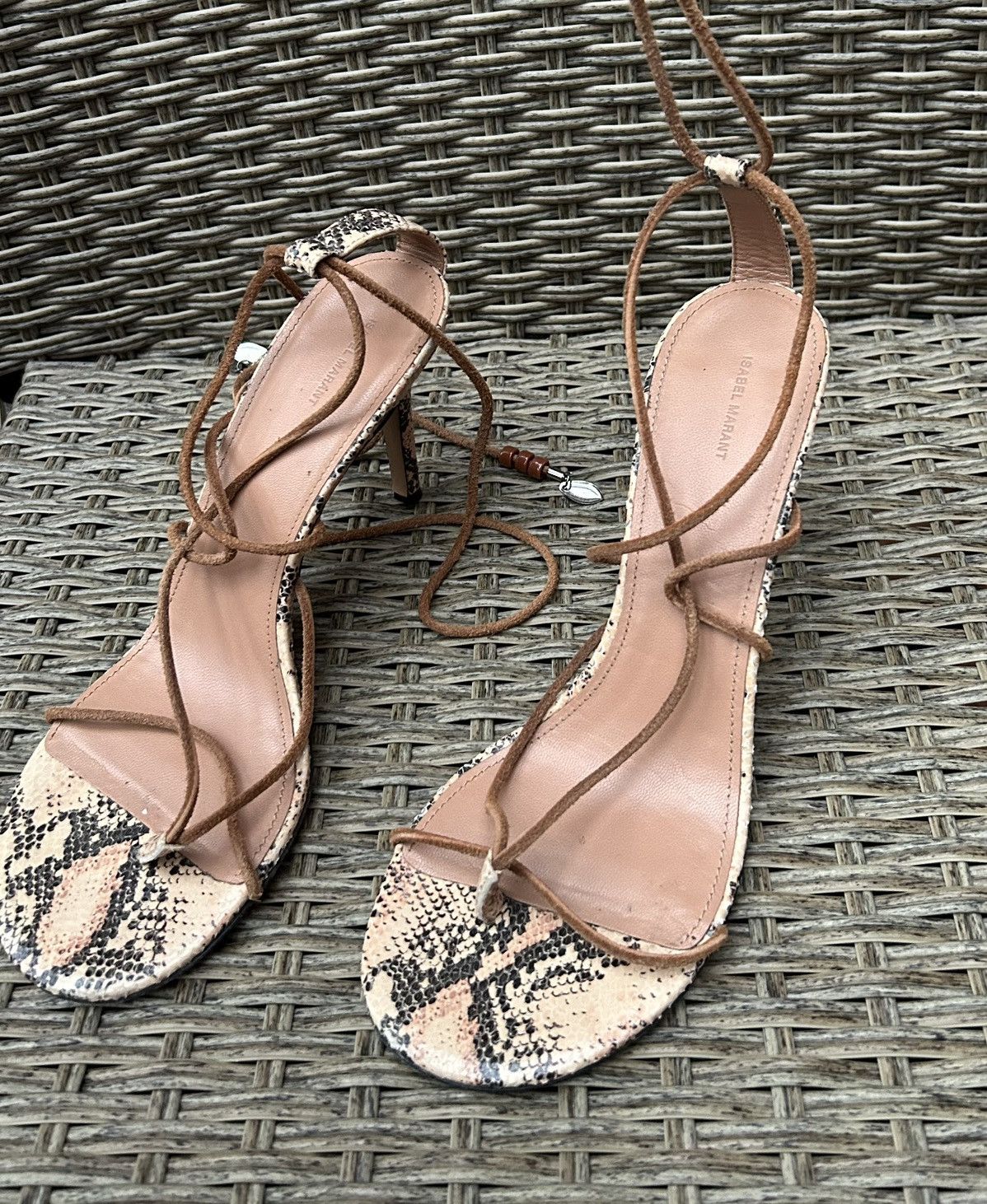 Isabel Marant Isabel Marant Adeia Snake Lace-Up Sandals Strappy Heels Size US 10 / IT 40 - 3 Thumbnail