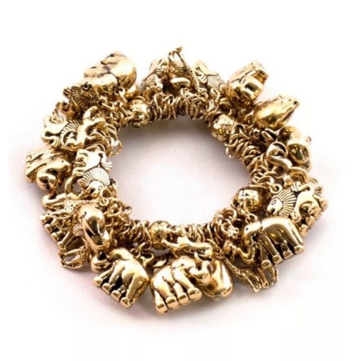 Other NEW Jungle Safari Elephant Lion Tiger Giraffe Gold Stretch C Size ONE SIZE - 4 Thumbnail