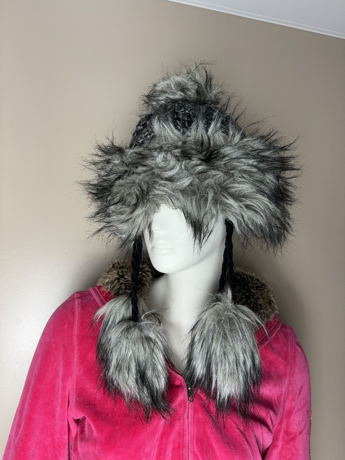 Vintage VINTAGE GLAMOUR WINTER KNIT FAUX FUR USHANKA HAT Size ONE SIZE - 3 Thumbnail