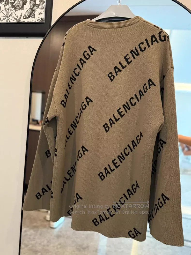 Balenciaga Balenciaga Brown Camo Letter Logo Jacquard Knit Sweater To Size US S / EU 44-46 / 1 - 2 Thumbnail