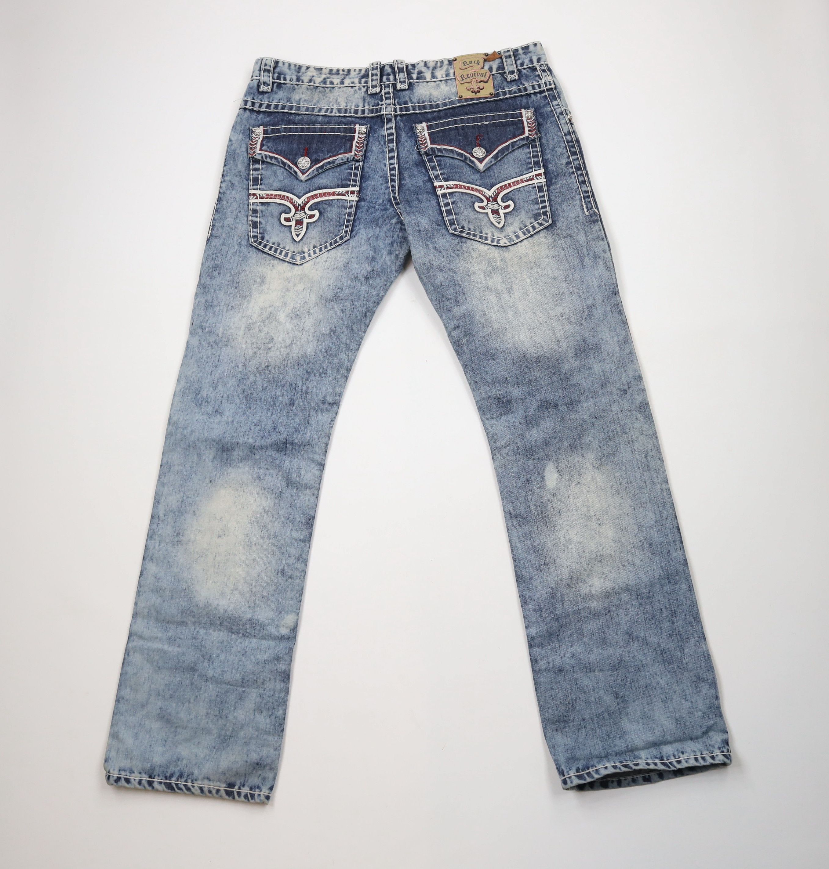 Rock Revival × Vintage Rock Revival Thick Stitch Tate Straight Stretch Jeans Size US 38 / EU 54 - 10 Thumbnail
