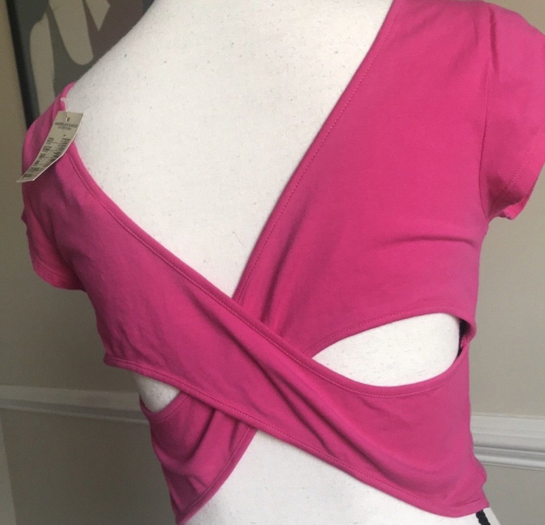 American Eagle Outfitters PINK AMERICAN EAGLE CUTOUT OPEN BACK CROP TOP Size M / US 6-8 / IT 42-44 - 6 Thumbnail