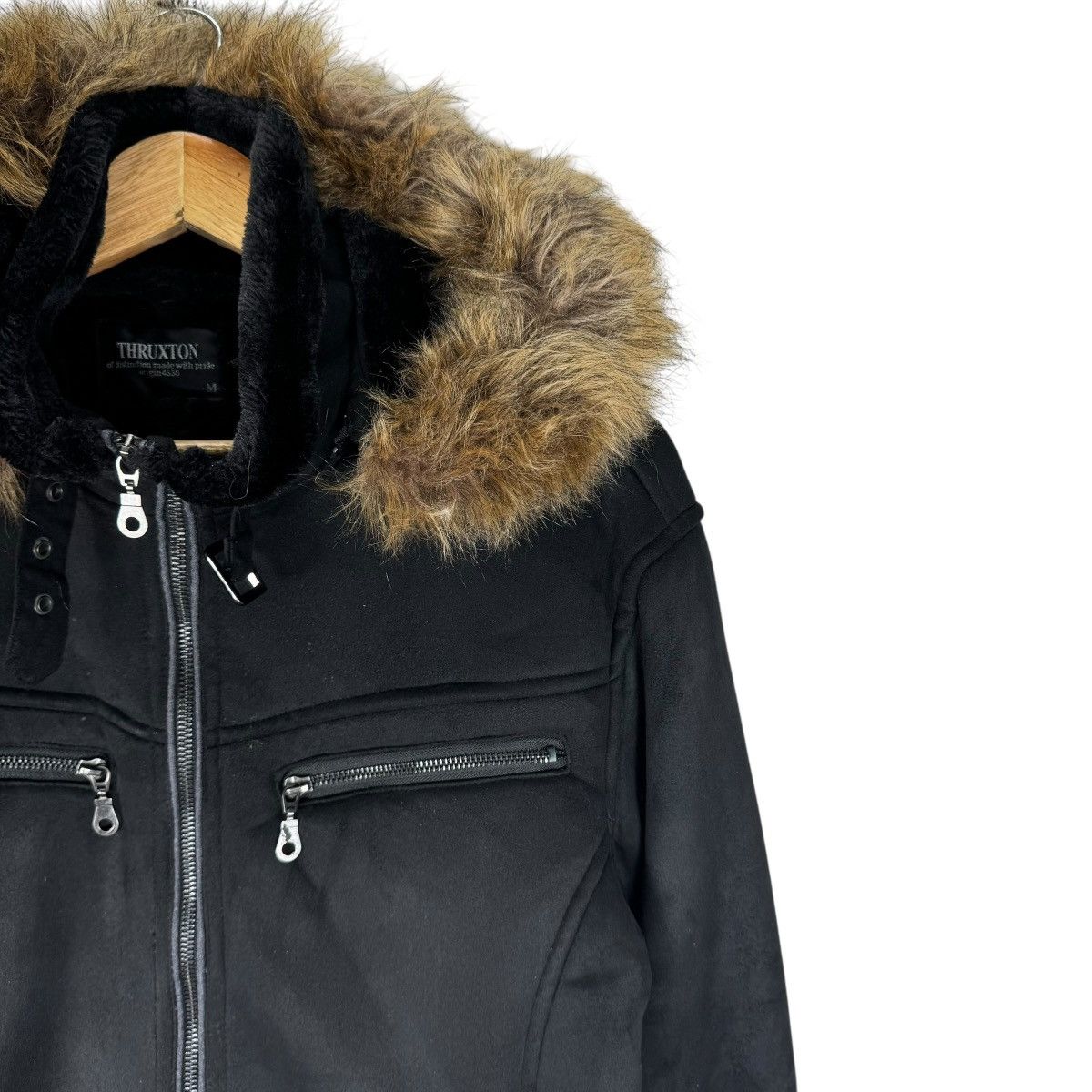 If Six Was Nine 🌟THRUXTON FUR HOODIE SYNTHETIC LEATHER JACKET Size M / US 6-8 / IT 42-44 - 3 Thumbnail