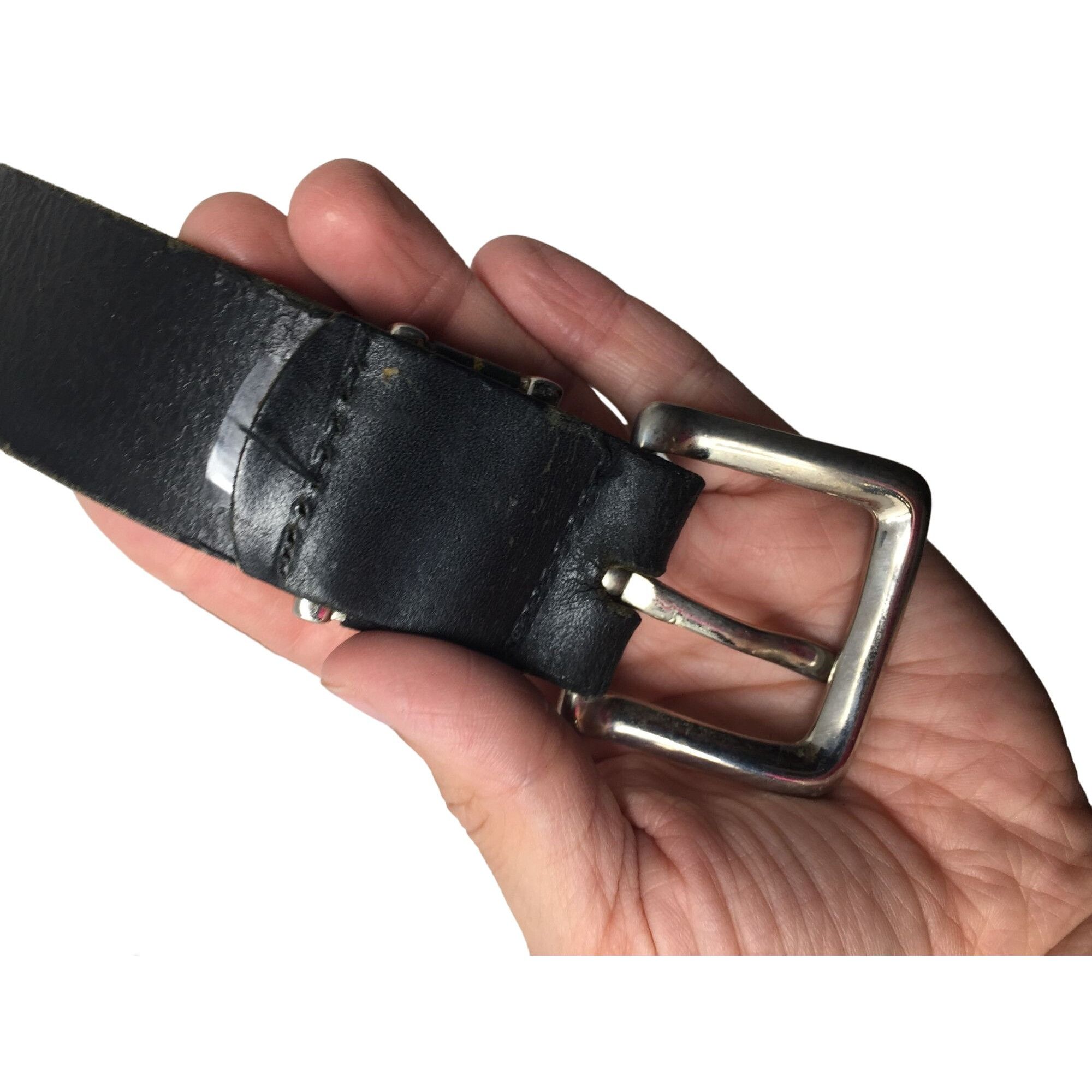 Nautica Mens NAUTICA Black Leather Belt with Silver Metal Belt Buckl Size ONE SIZE - 3 Thumbnail