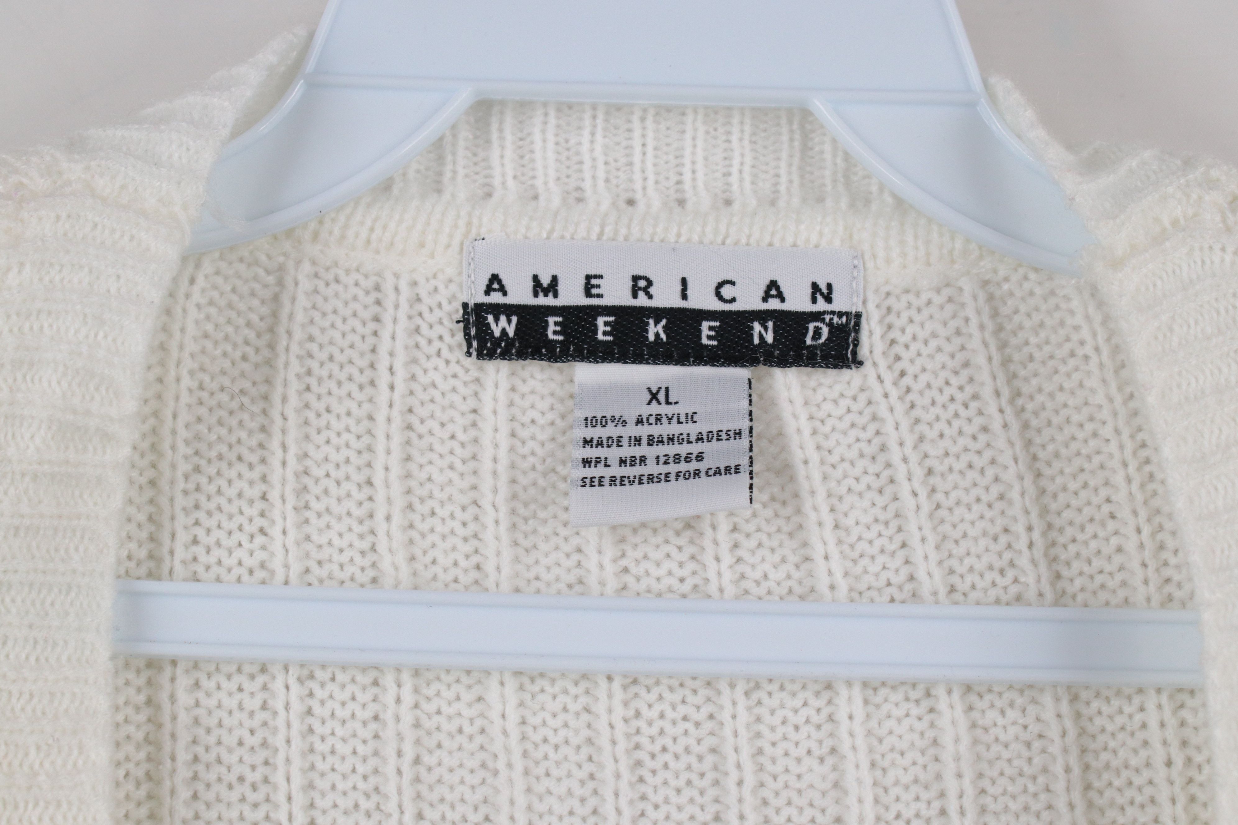 Vintage Vintage 90s Streetwear Knit Cardigan Sweater Vest White Size XL / US 12-14 / IT 48-50 - 6 Thumbnail