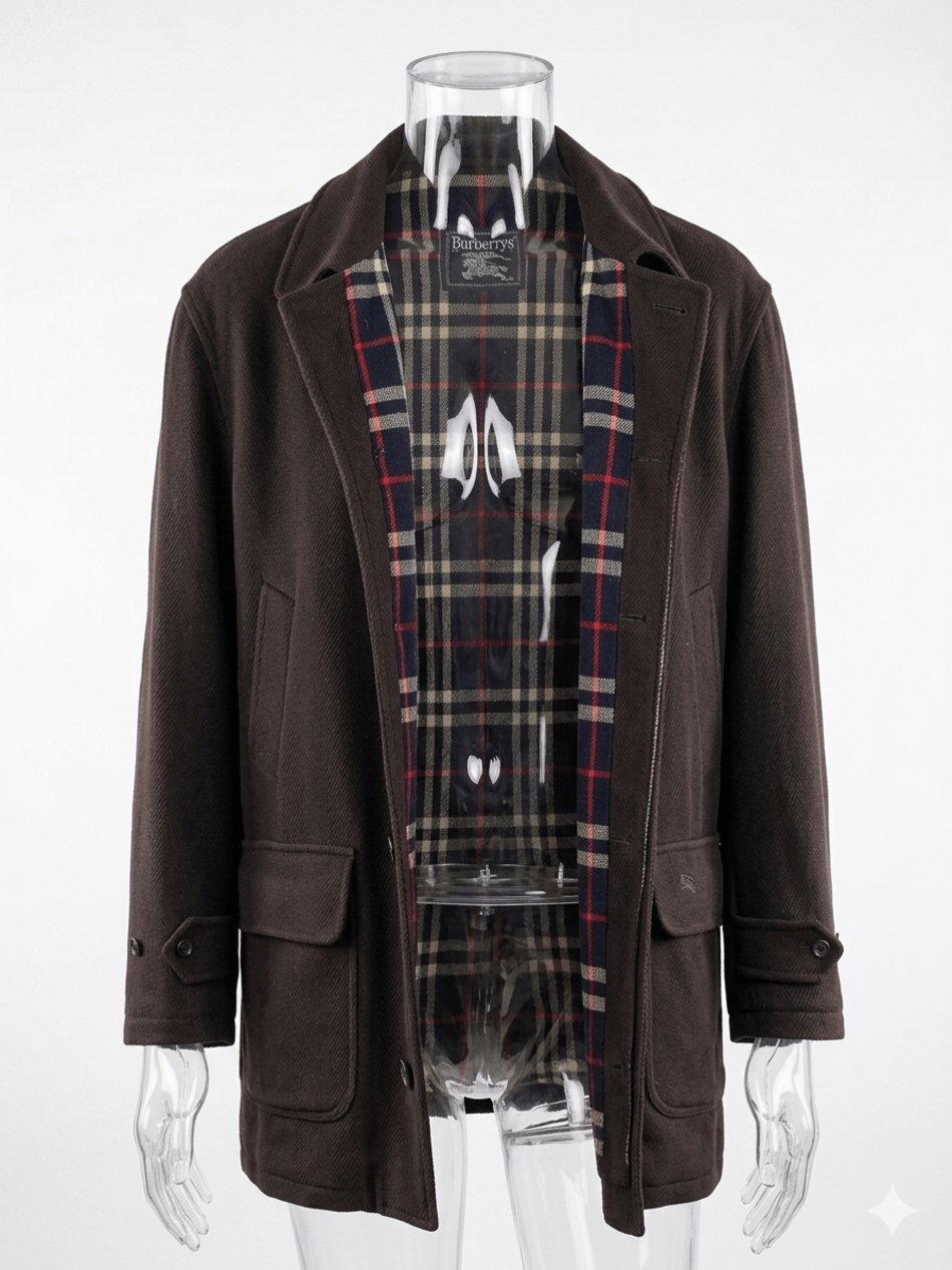 Burberry Burberrys Brown Wool Twill Nova Check Logo Field Jacket Coat Size US XXL / EU 58 / 5 - 10 Thumbnail