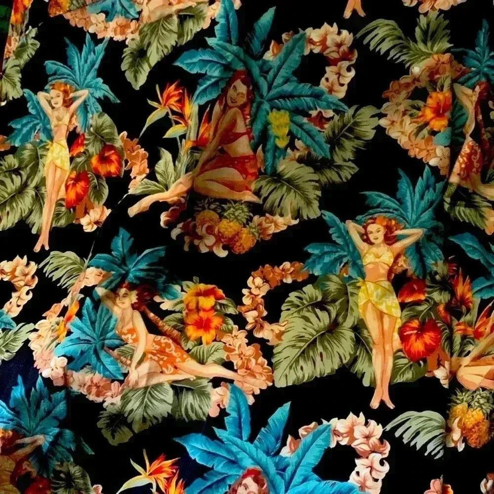 Designer Vintage men’s Absolutor Hawaiian Aloha pinup girl hula shirt Size US L / EU 52-54 / 3 - 3 Thumbnail