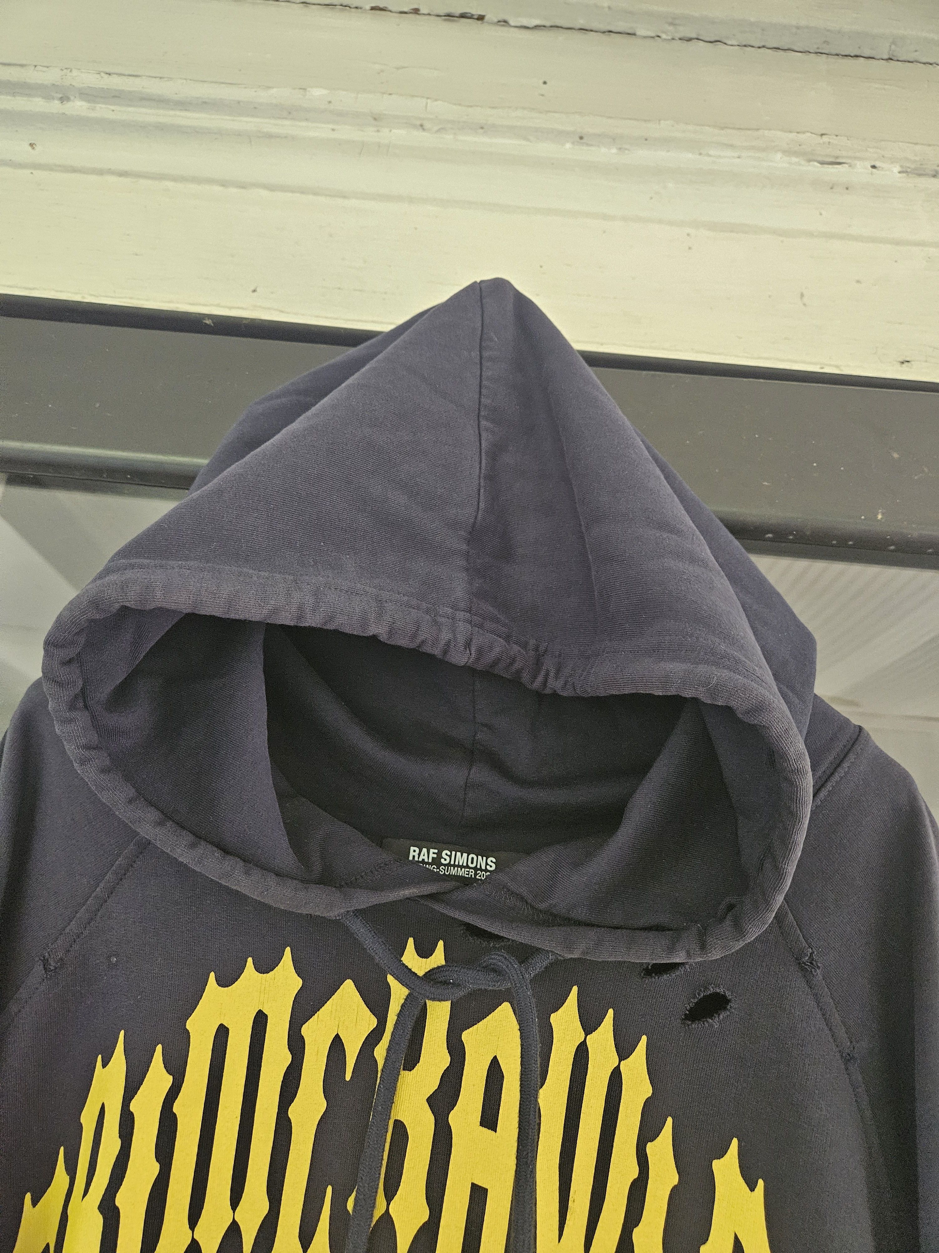 Raf Simons Grimcrawler University SS22 Distressed OVERSIZED Navy Hoodie Size US M / EU 48-50 / 2 - 5 Thumbnail