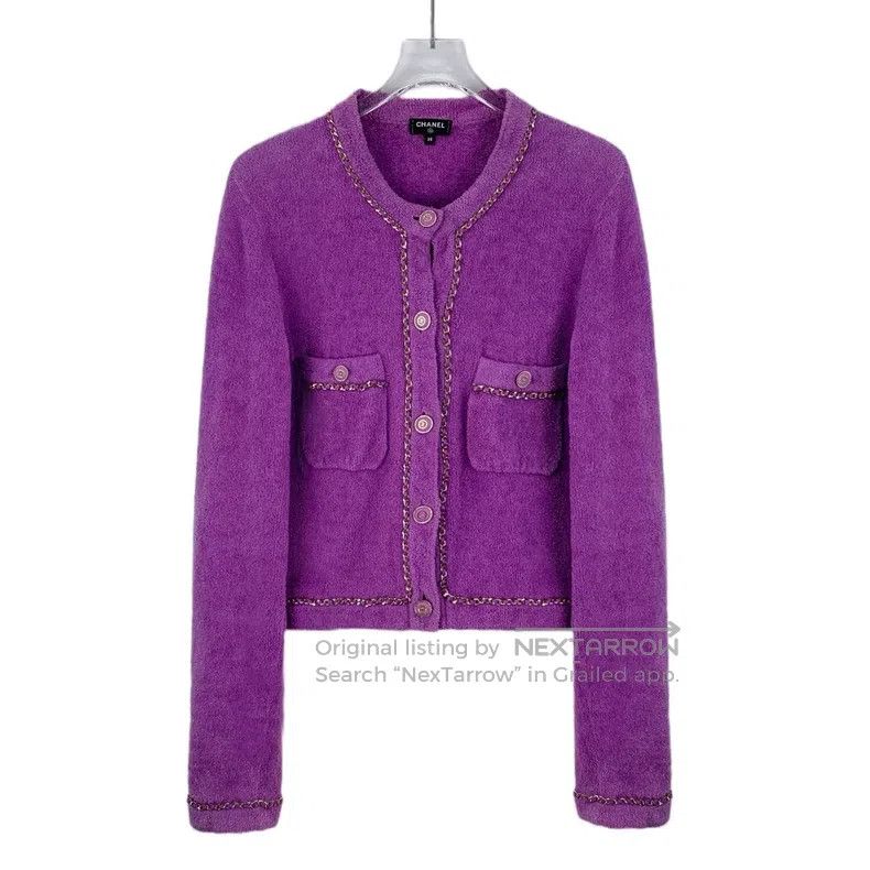 Chanel Chanel Purple cotton round-neck single-breasted long-sleev Size XS / US 0-2 / IT 36-38 - 1 Thumbnail