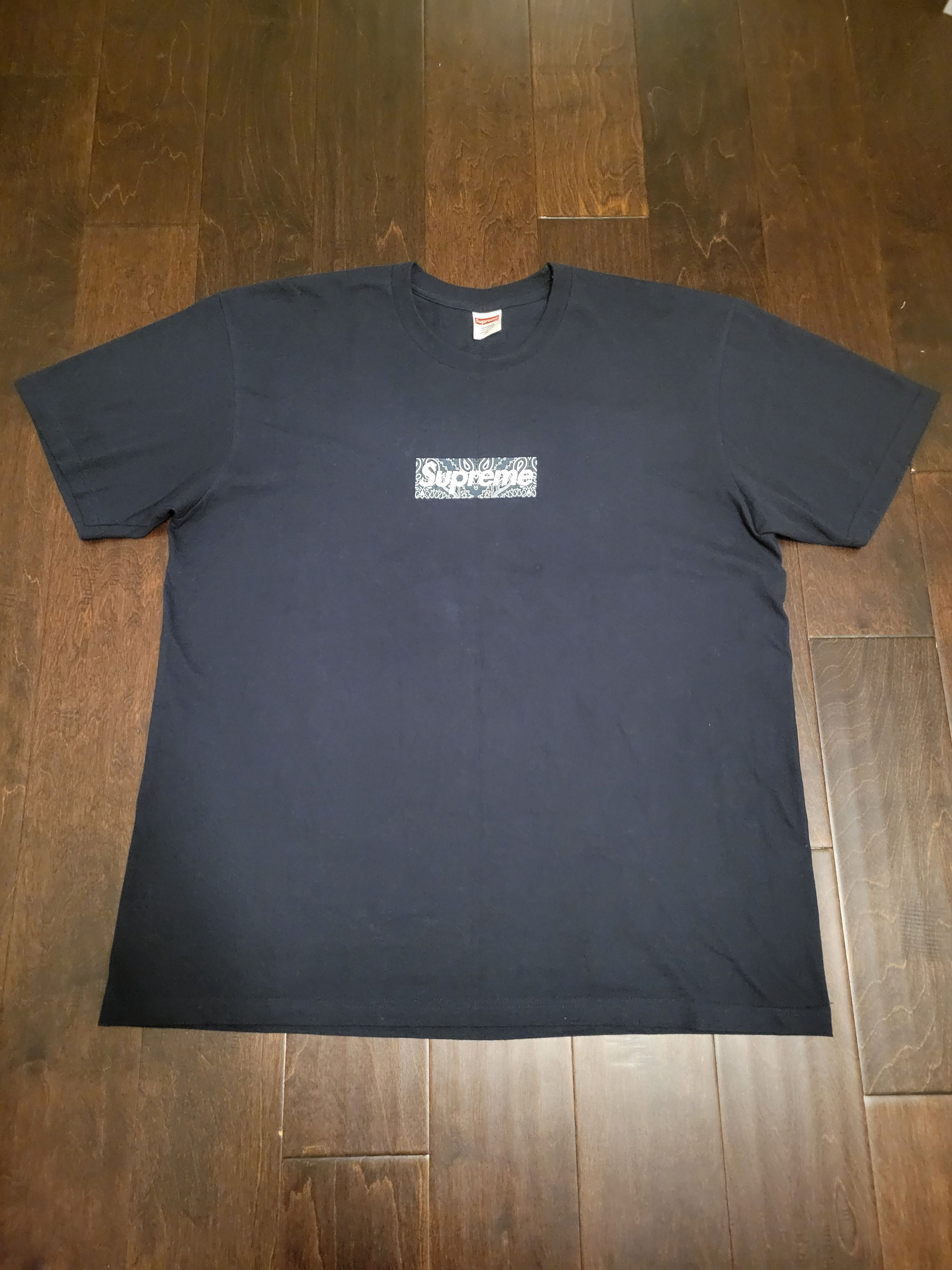 Image of Supreme Bandana Box Logo Tee Size XL in Dark Blue, Men's