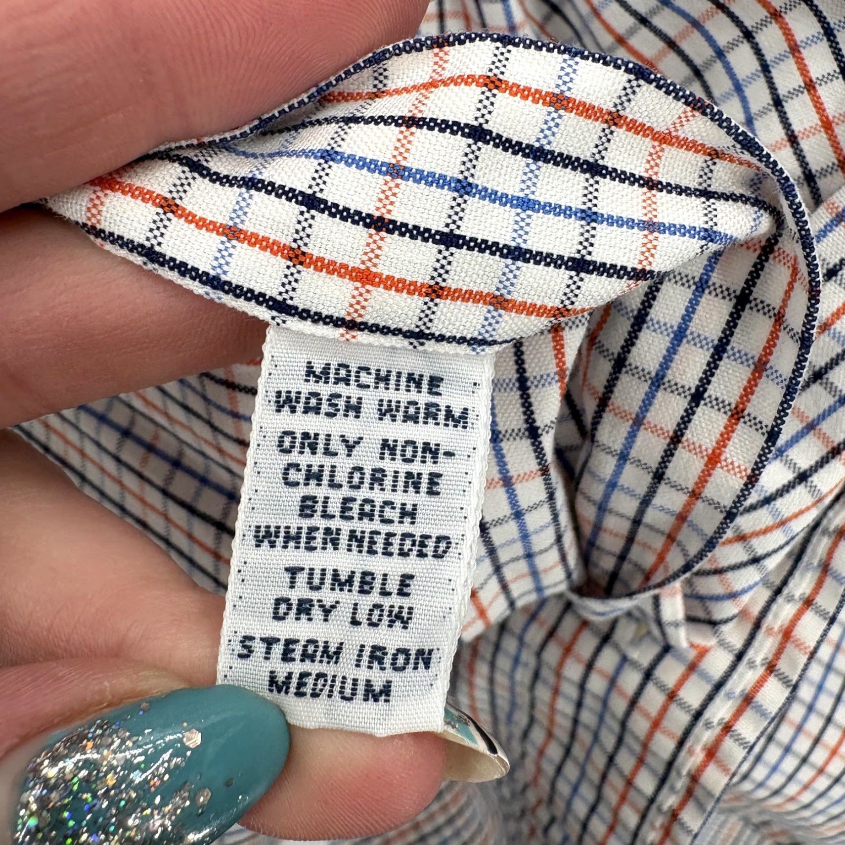 Ralph Lauren Ralph Lauren Dress Shirt Mens 15 32/33 Blue Orange Check Button Down Shirt Size 40R - 6 Thumbnail