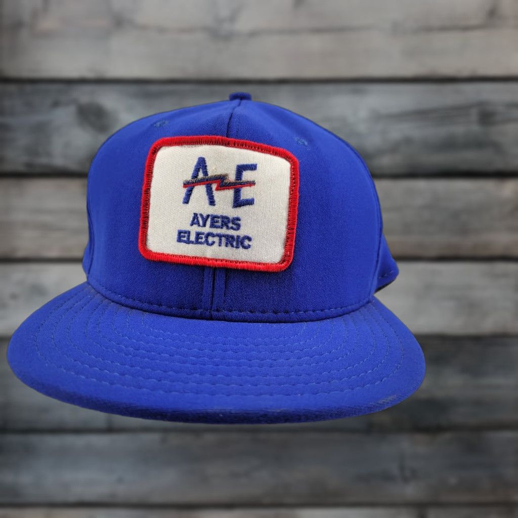 Vintage VINTAGE Ayers Electric Hat Blue Snapback USA Made Men One Size Blue Trucker Hat Mens Size ONE SIZE - 1 Thumbnail