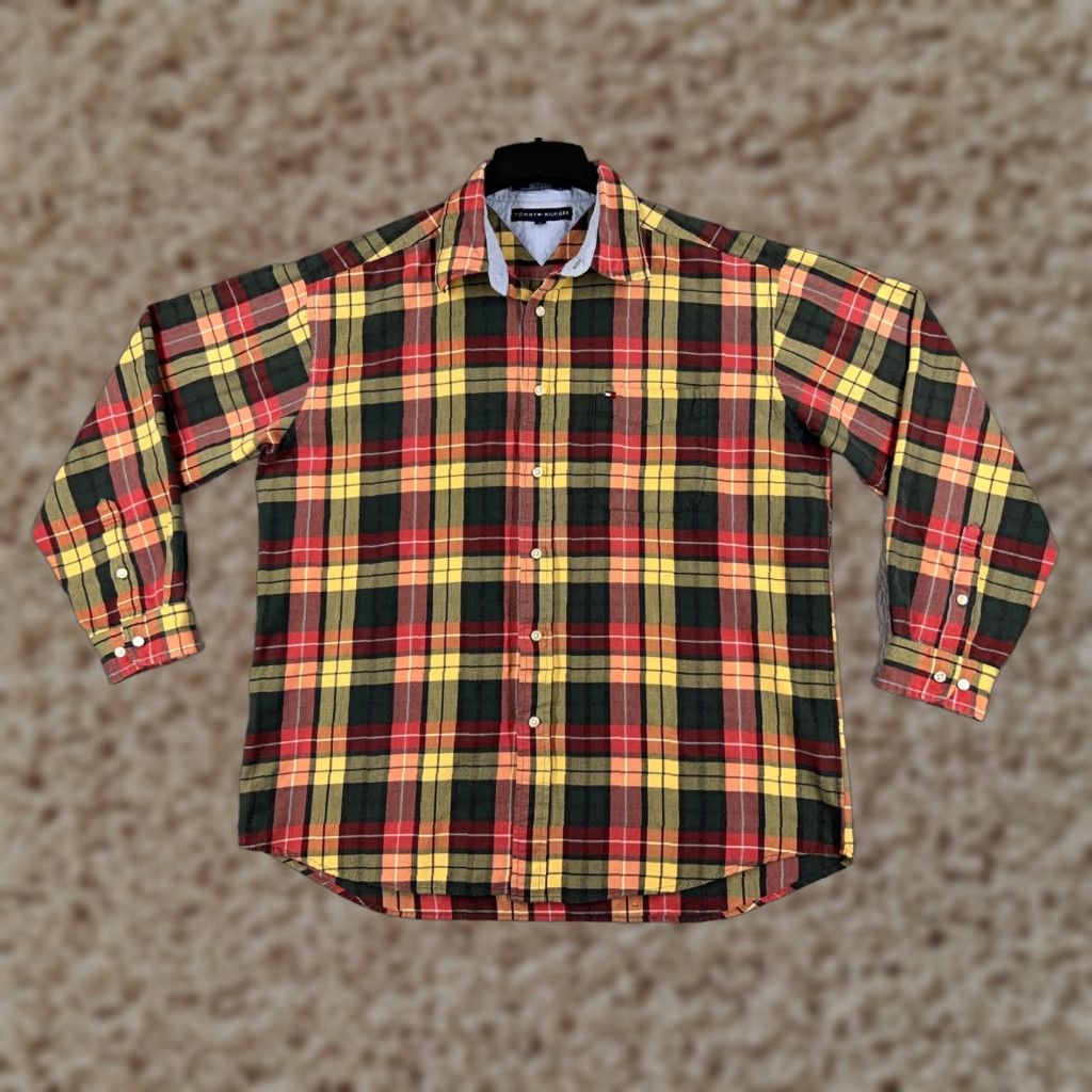 Tommy Hilfiger Tommy Hilfiger Shirt Men XL Green Yellow Plaid Soft Cotton Pocket Size US XL / EU 56 / 4 - 1 Thumbnail