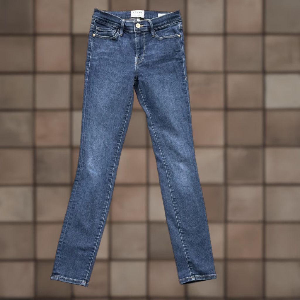 Frame FRAME Denim Jeans Womens 26 Le Skinny de Jeanne Queens Way Blue Stretch Jeans Slim 5-Pocket Zip Fly Size 26" / US 2 / IT 38 - 1 Thumbnail