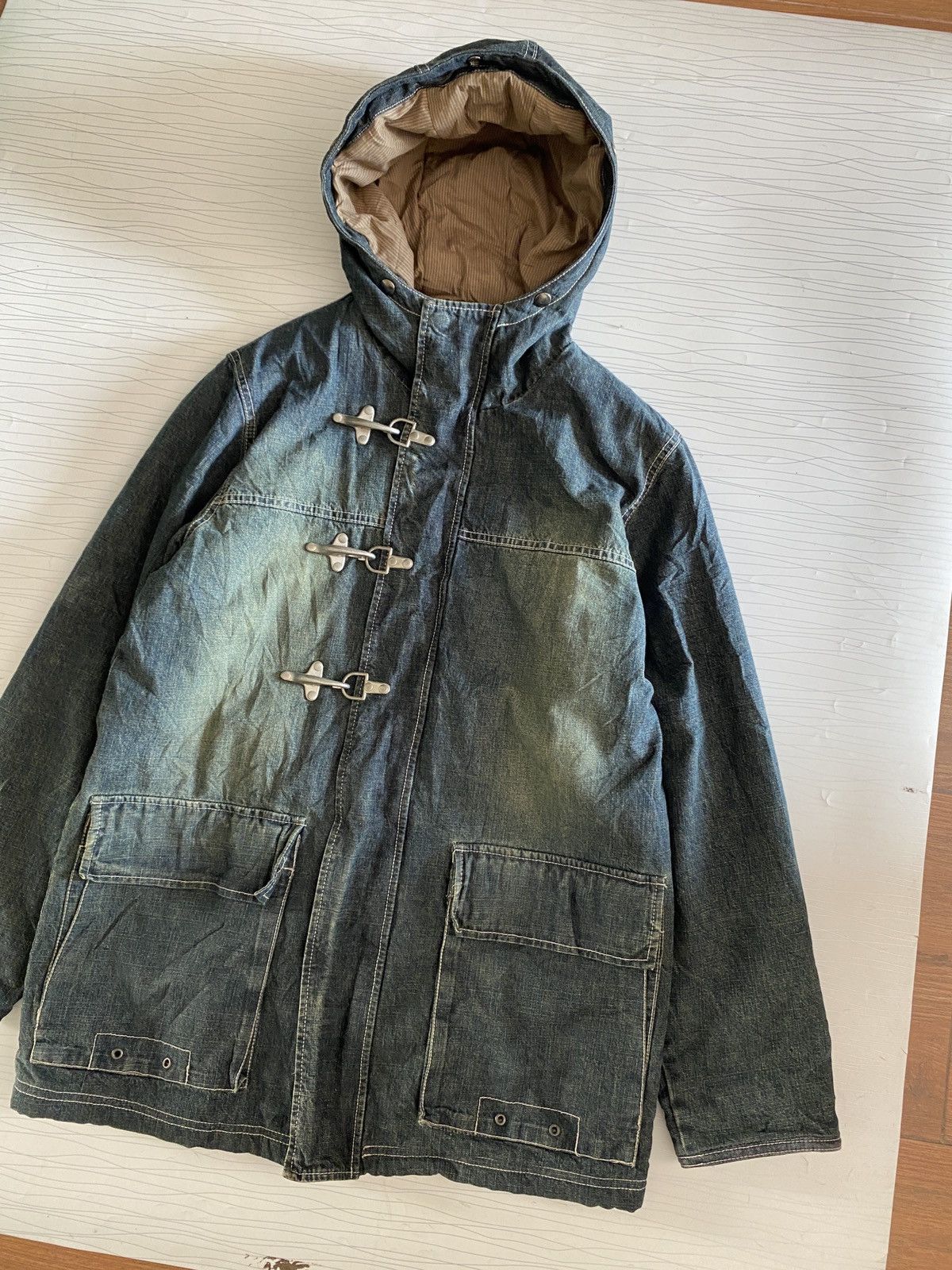 Japanese Brand Wash Denim Blues Parka Jacket in Mid Blue Kapital Style Size US M / EU 48-50 / 2 - 2 Thumbnail