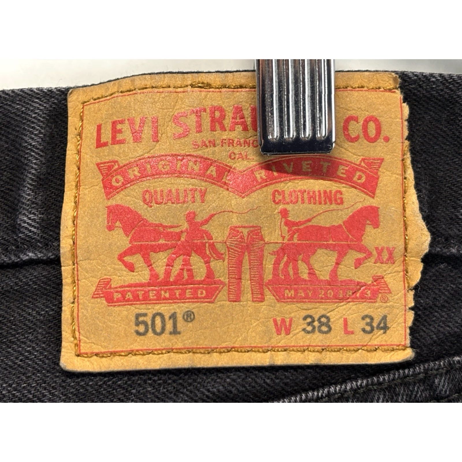 Levi's Levi's 501 Jeans Men 38x34 Black Straight Button Fly Denim Mens Size US 38 / EU 54 - 6 Thumbnail
