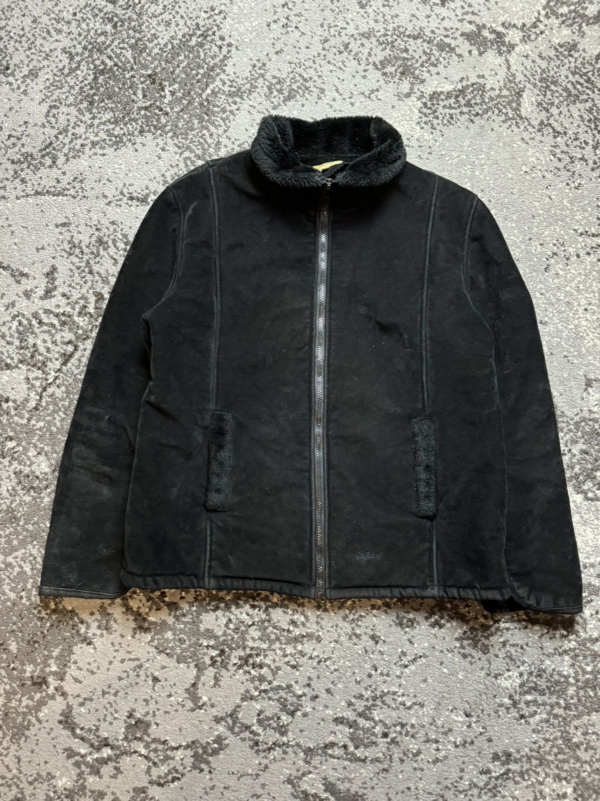 Pre-owned Avant Garde X If Six Was Nine Vintage Y2k Suede Leather Style Fur Faux Collar Sleeve Jack In Black