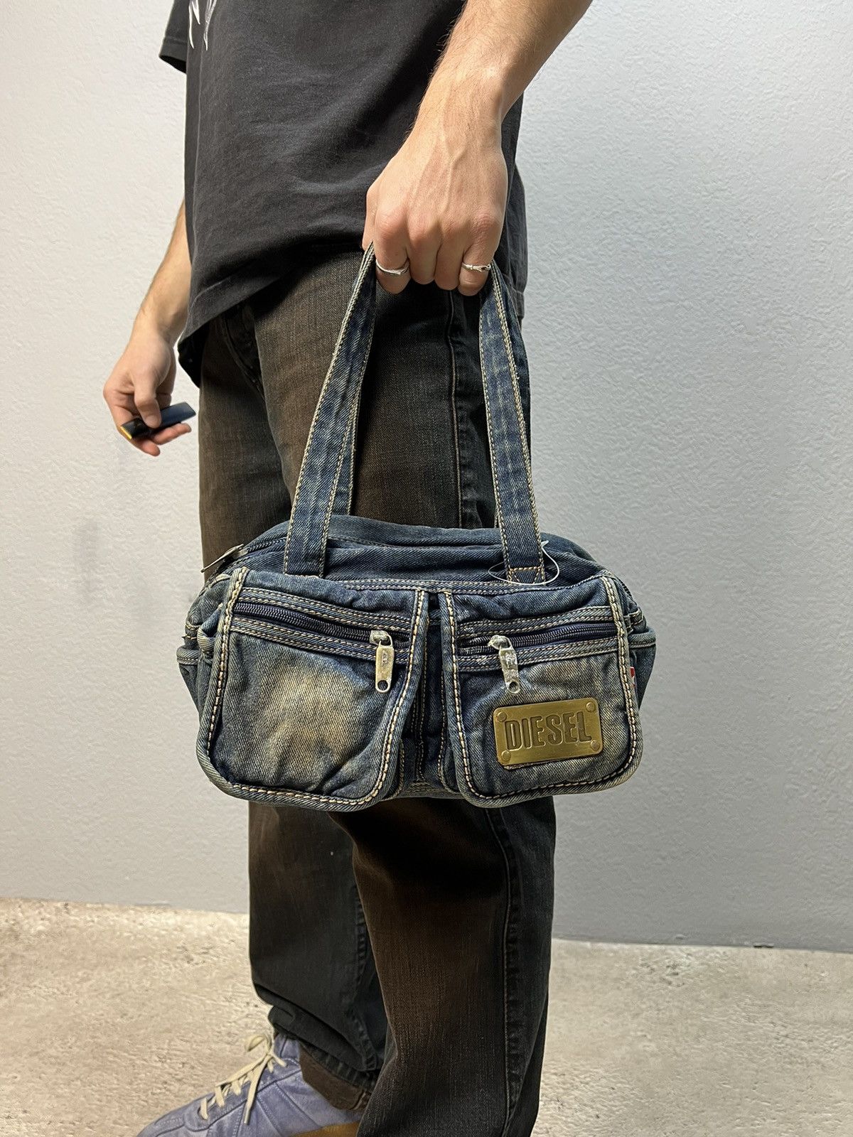 Diesel Vintage sling bag Diesel distressed denim multi pocket bag