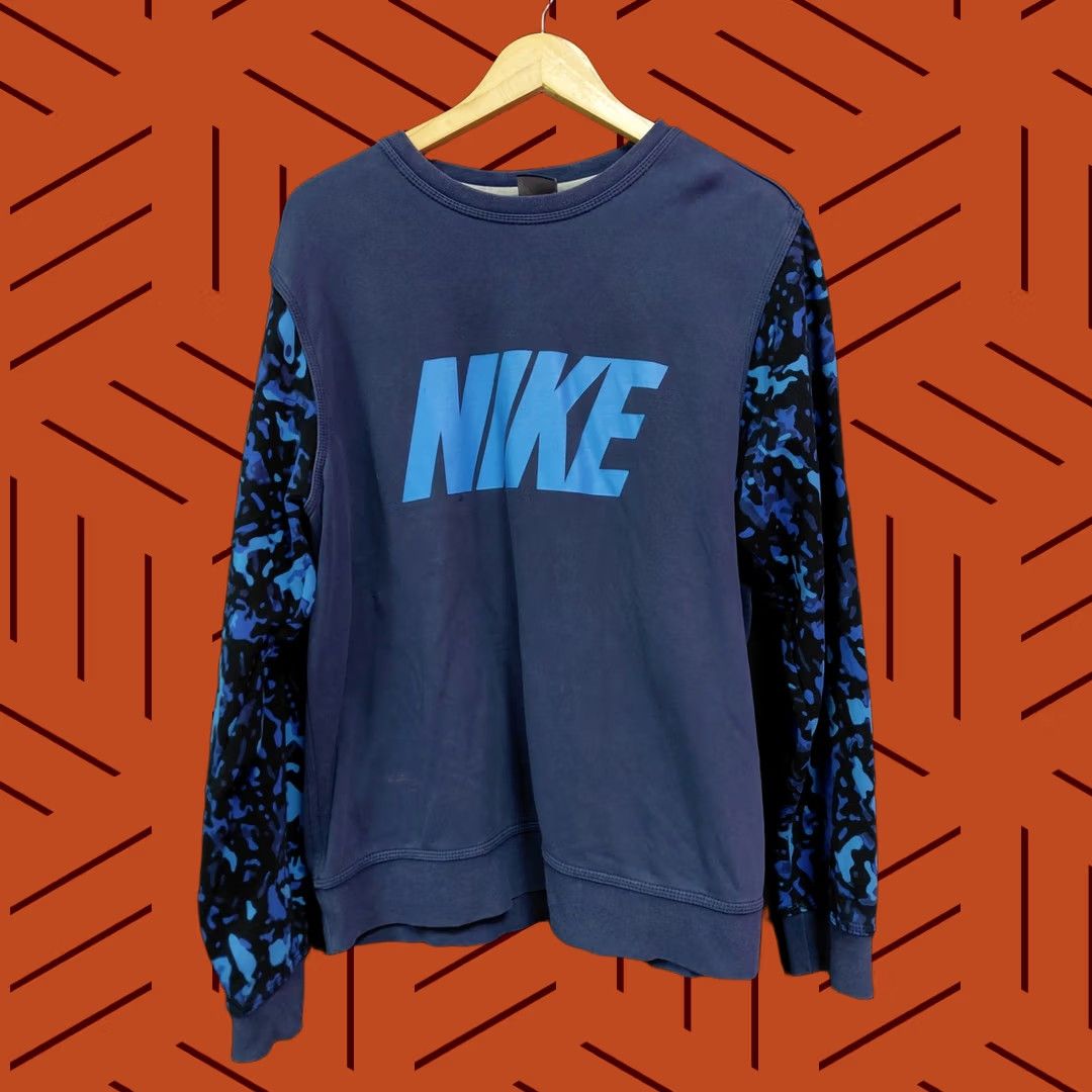 Nike Nike Blue Graphic Print Sweatshirt Knit Pullover Long Sleeve Men Size XL Size US XL / EU 56 / 4 - 1 Thumbnail