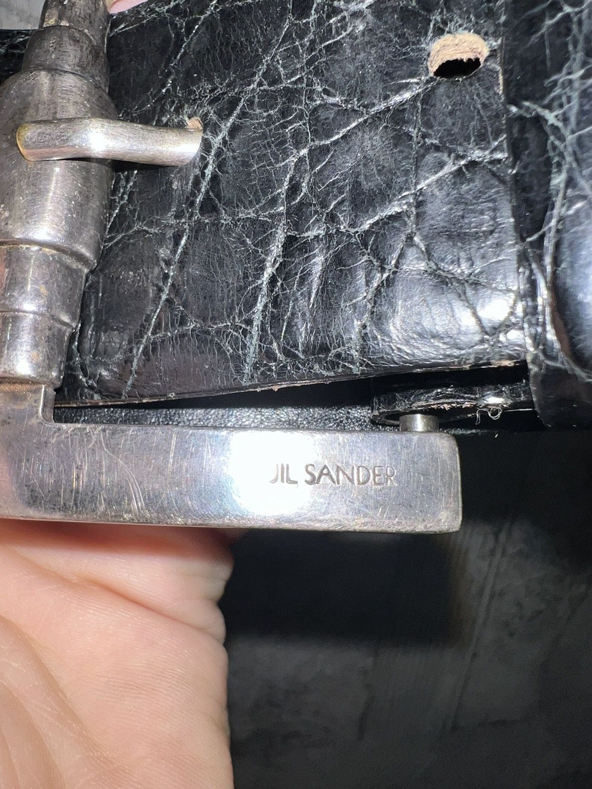 Jil Sander × Vintage Vintage Jil Sander + black leather silver snap buckle 90cm Size ONE SIZE - 2 Thumbnail
