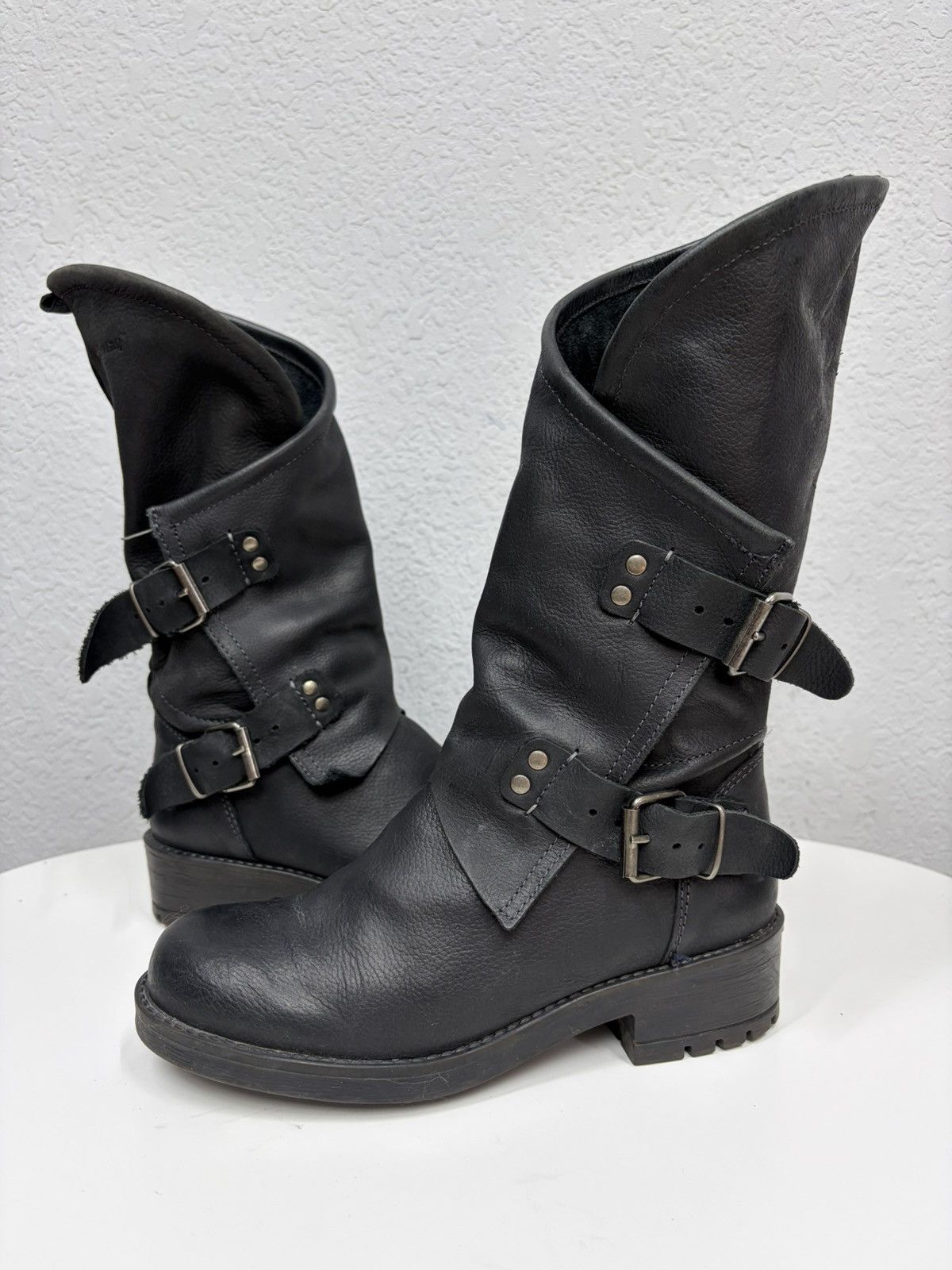 If Six Was Nine Vintage Italian AS 98 Rick Owens Style Leather Biker Boots Size US 7 / IT 37 - 5 Thumbnail