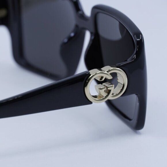 Gucci Gucci GG1692SA 001 Sunglasses Shiny Black Square Frame, Grey Size ONE SIZE - 6 Thumbnail