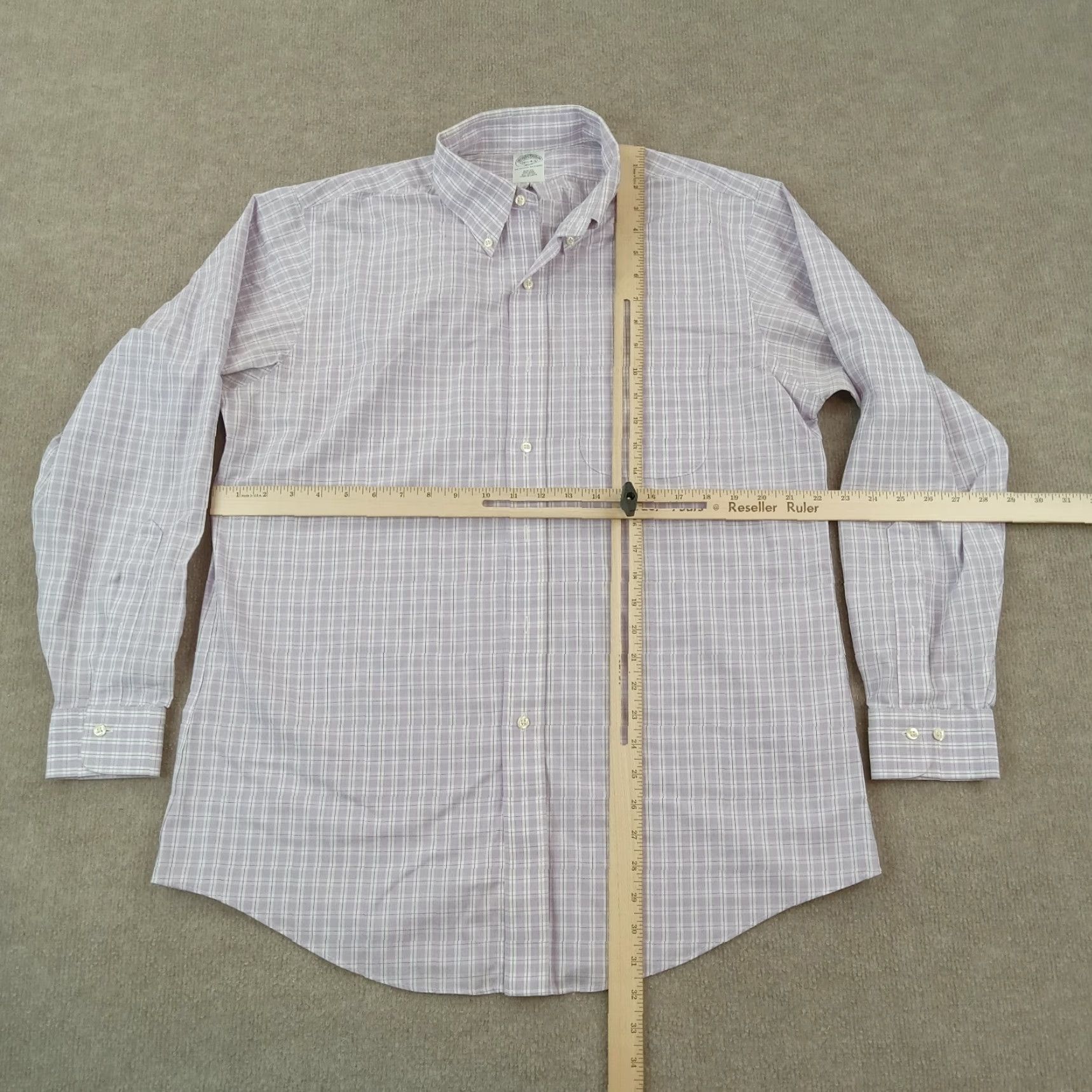 Brooks Brothers Brooks Brothers Shirt Mens 16.5-4/5 Purple White Plaid Slim Fit Button Up Casual Shirt Size US XL / EU 56 / 4 - 2 Thumbnail