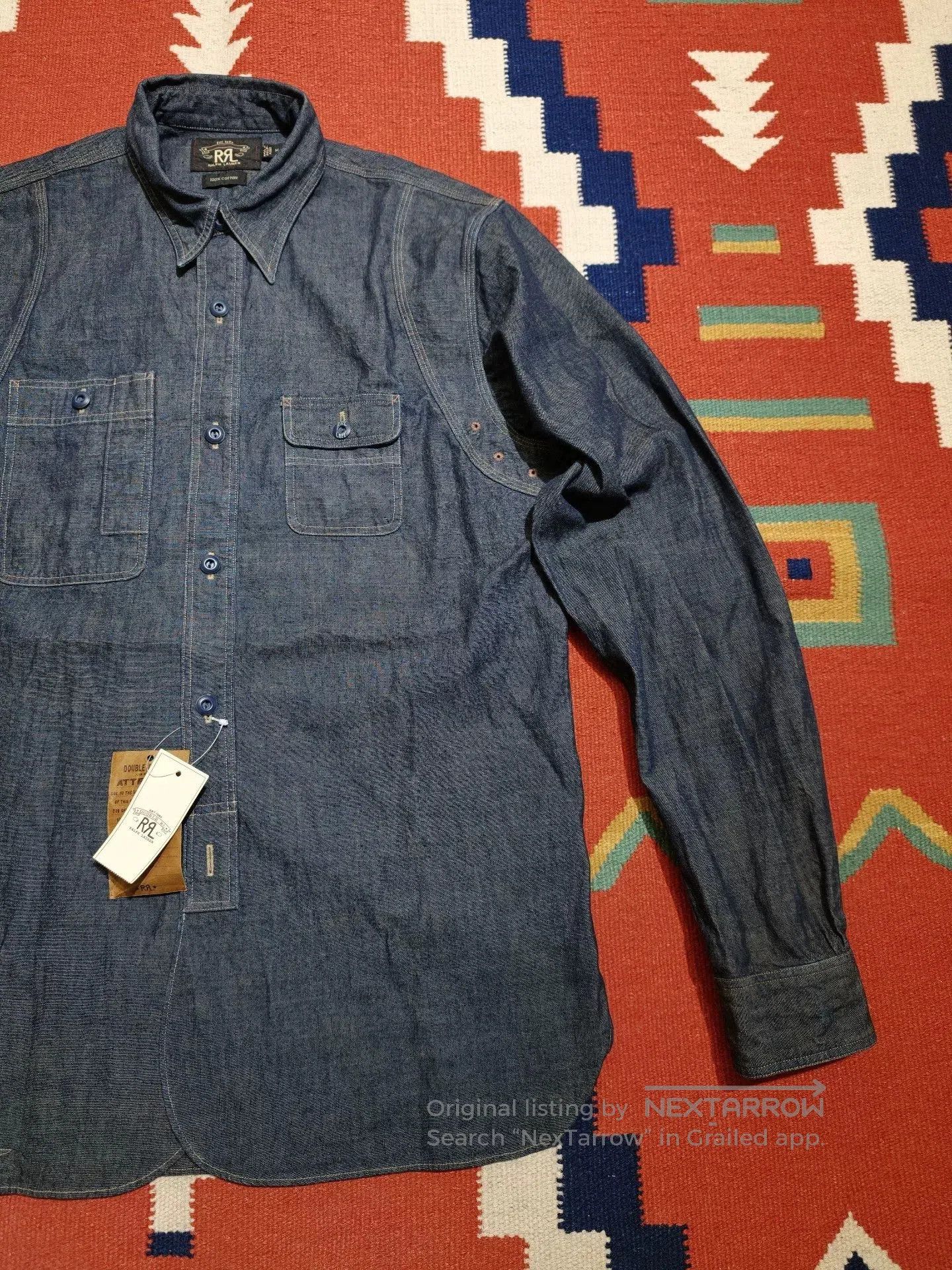 RRL Ralph Lauren RRL Double RL Denim Oxford Work Shirt. Size US M / EU 48-50 / 2 - 2 Thumbnail
