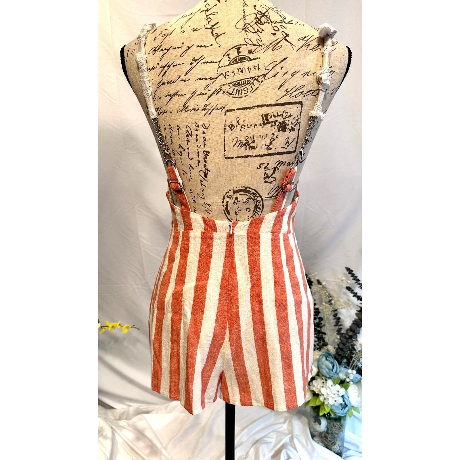 Other Millau Linen Romper Fully Lined Chain Straps Chain Accents S Size 28" / US 6 / IT 42 - 8 Thumbnail