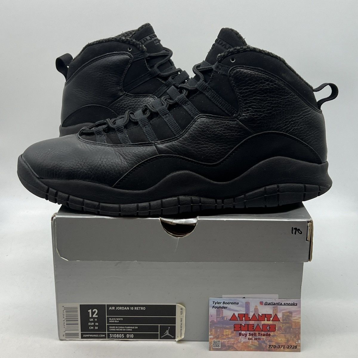 image of Air Jordan 10 Stealth Shoes in Black, Men's (Size 12)