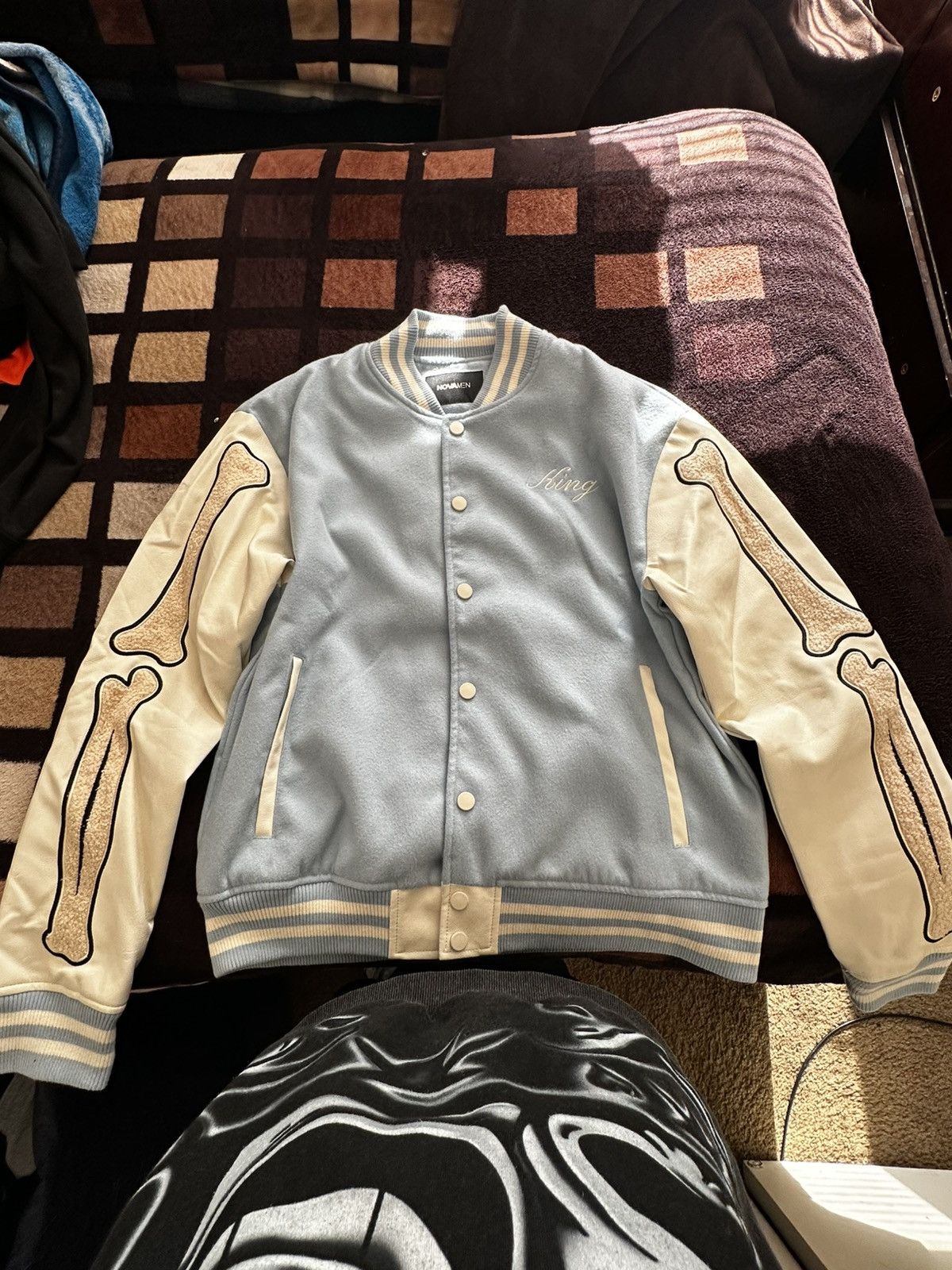 Blue skull bomber jacket