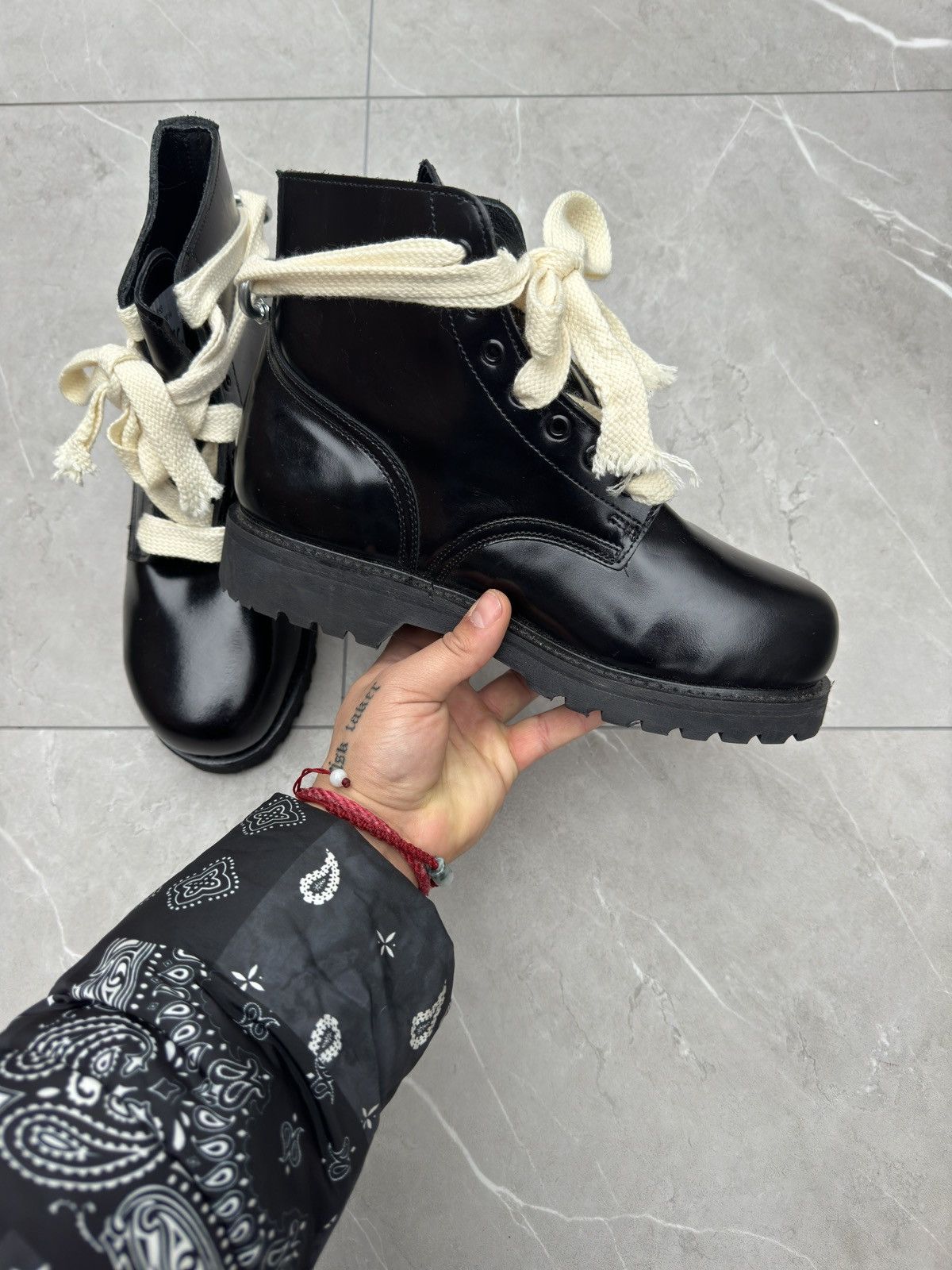 Other 1980s Vintage Leather Combat Ankle Boots Size US 13 / EU 46 - 10 Thumbnail