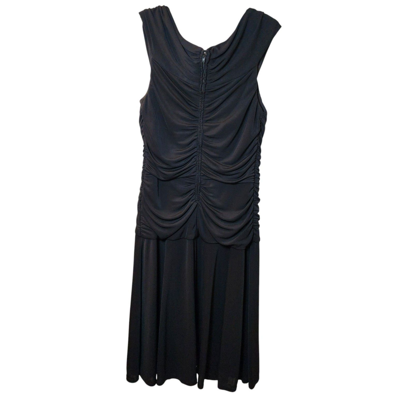 Tadashi Shoji Tadashi Dress 6 | Black Ruched | Sleeveless V-Neck | Midi C Size M / US 6-8 / IT 42-44 - 3 Thumbnail
