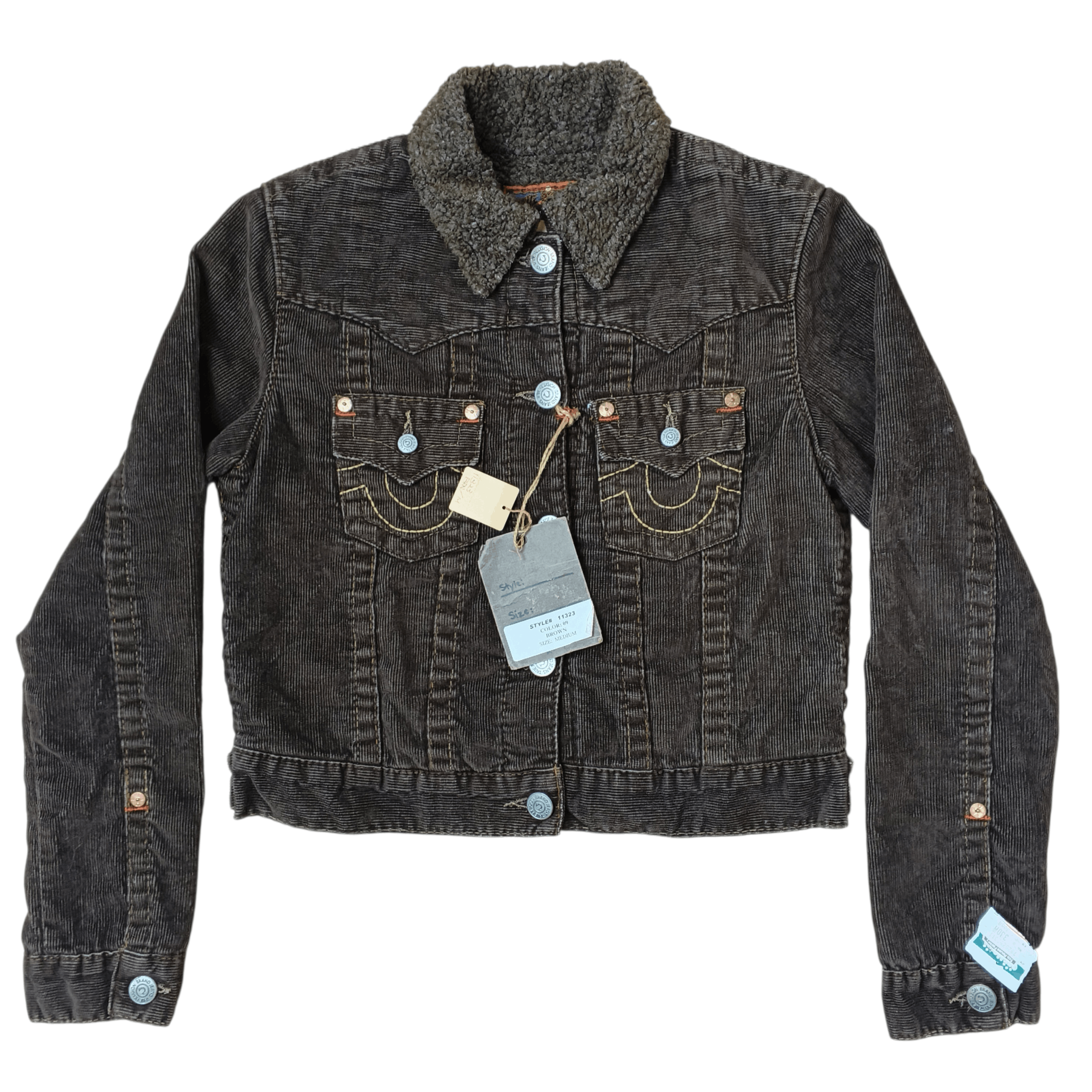 True Religion Vintage 90's True Religion Corduroy Cropped Denim Jacket Size M / US 6-8 / IT 42-44 - 1 Thumbnail