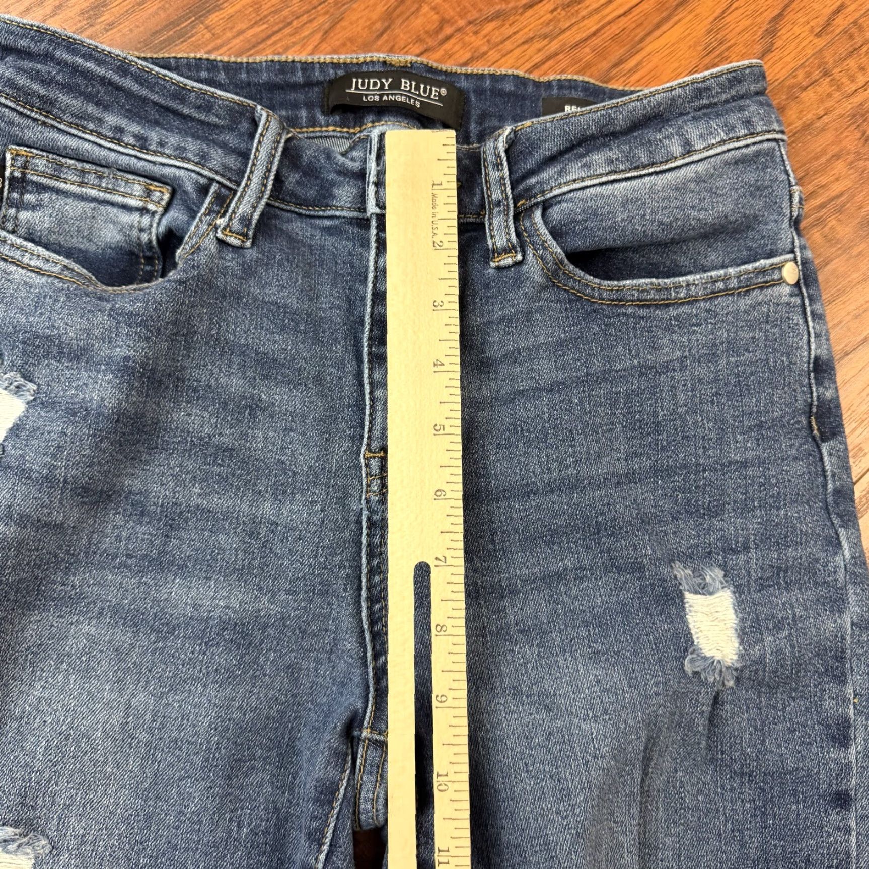 Denime Judy Blue Jeans Womens 27 Relaxed Mid Rise Distressed Stretch Denim 26x26 Blue Denim Straight Jeans Womens Size 26" / US 2 / IT 38 - 4 Thumbnail