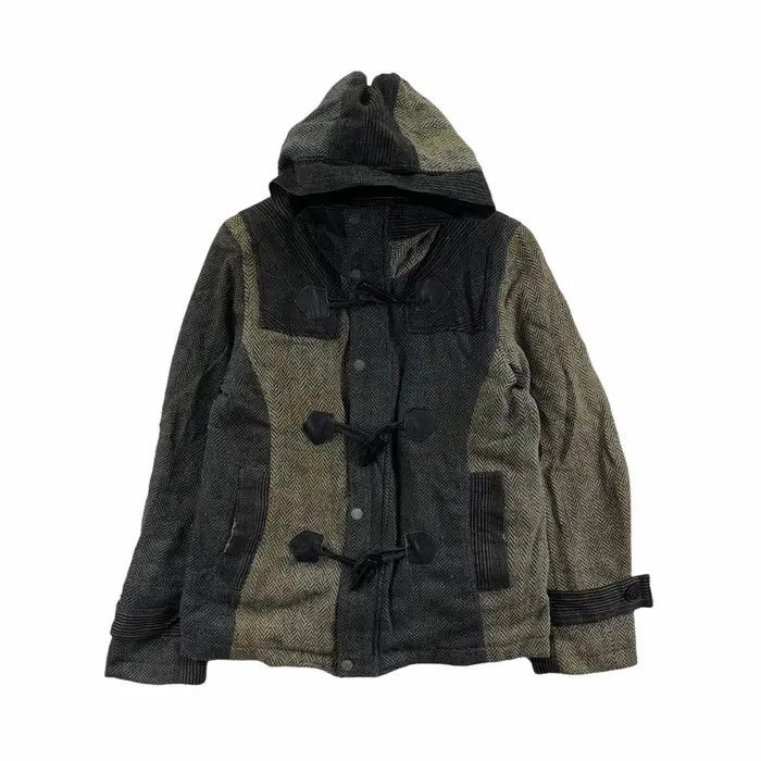 Harris Tweed Vtg 90’ HARRIS TWEED HANDWOVEN Duffel Coat Patchwork Parka Size US M / EU 48-50 / 2 - 1 Thumbnail