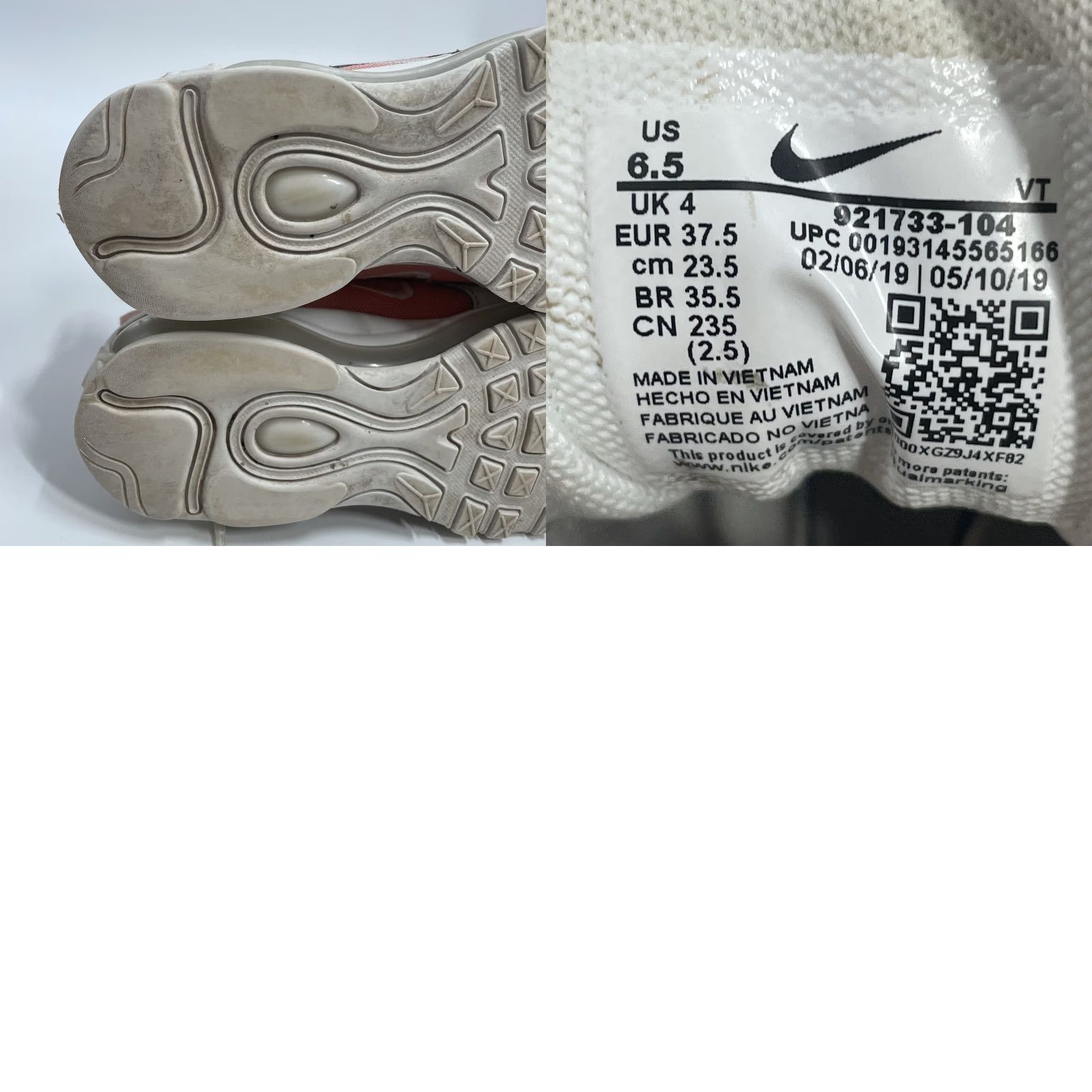 Nike VINTAGE Nike Air Max 97 Sneaker Womens 6.5 White Pink Bleached Coral 2019 Nike Air Max 97 921733-104 Size US 4 / IT 34 - 8 Thumbnail
