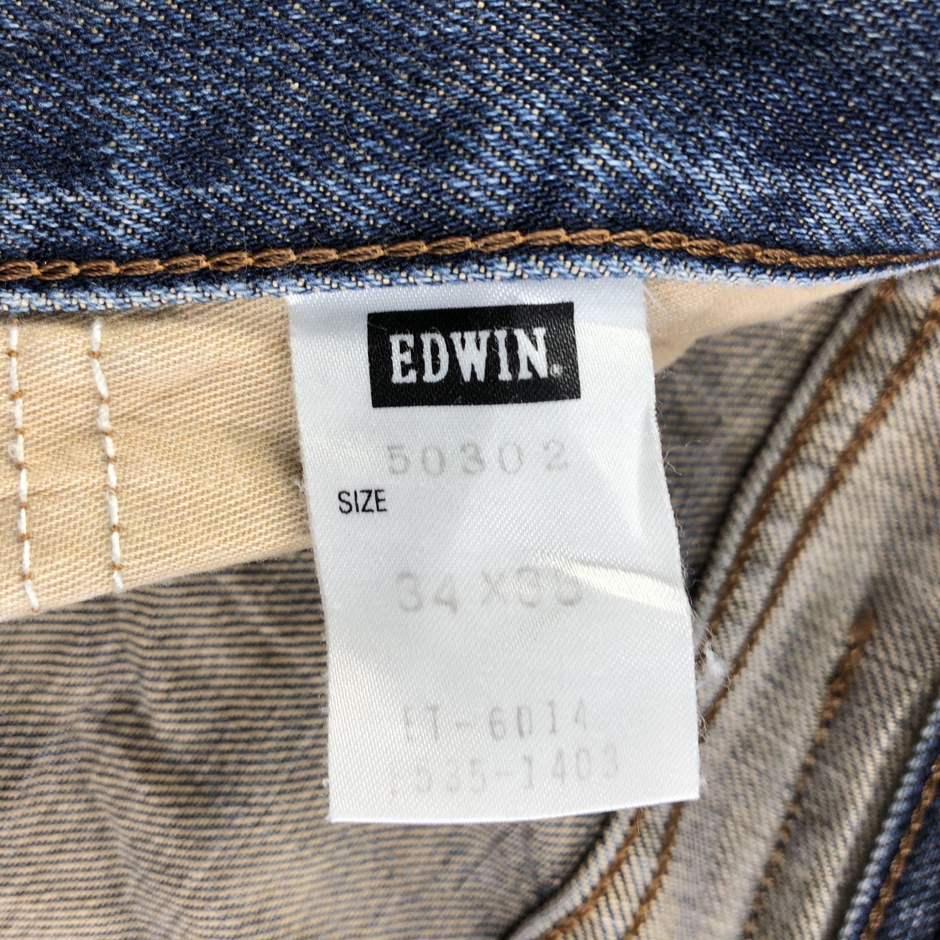 Edwin Vintage Edwin 503 Jeans Faded Blue Distressed Denim KJ1682 Size US 33 - 10 Thumbnail