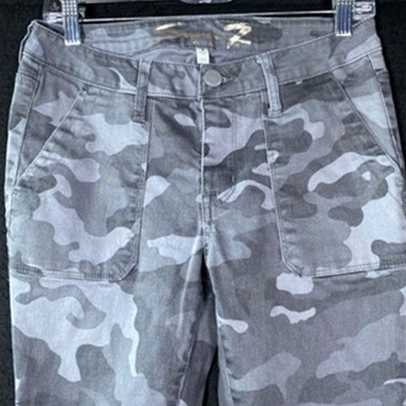 Vintage Seven7 Womens Jeans Gray Camouflage Denim Utility Skinny Ankle Stretch 6 Size 29" - 2 Thumbnail