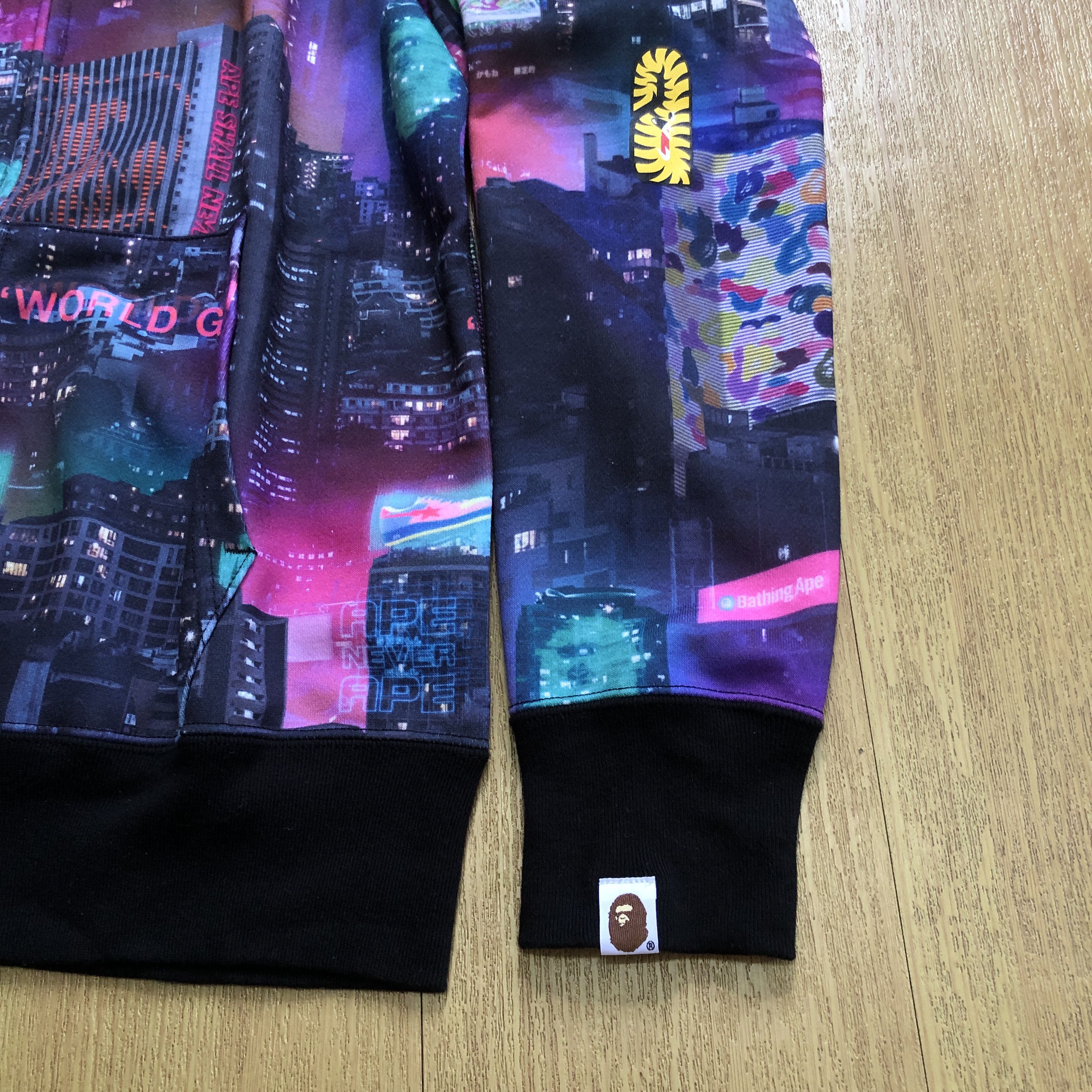 Bape Neon Tokyo Shark Wide Full Zip Hoodie Size US S / EU 44-46 / 1 - 10 Thumbnail
