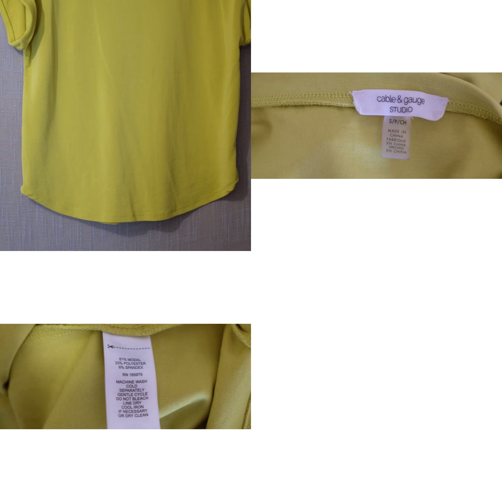Vintage Cable & Gauge T-Shirt Womens S Dolman Sleeve Pockets Relaxed Fit Pale Citrus Short Sleeve Casual Workwear Modern Basic Trending - Mens? Size S / US 4 / IT 40 - 8 Thumbnail