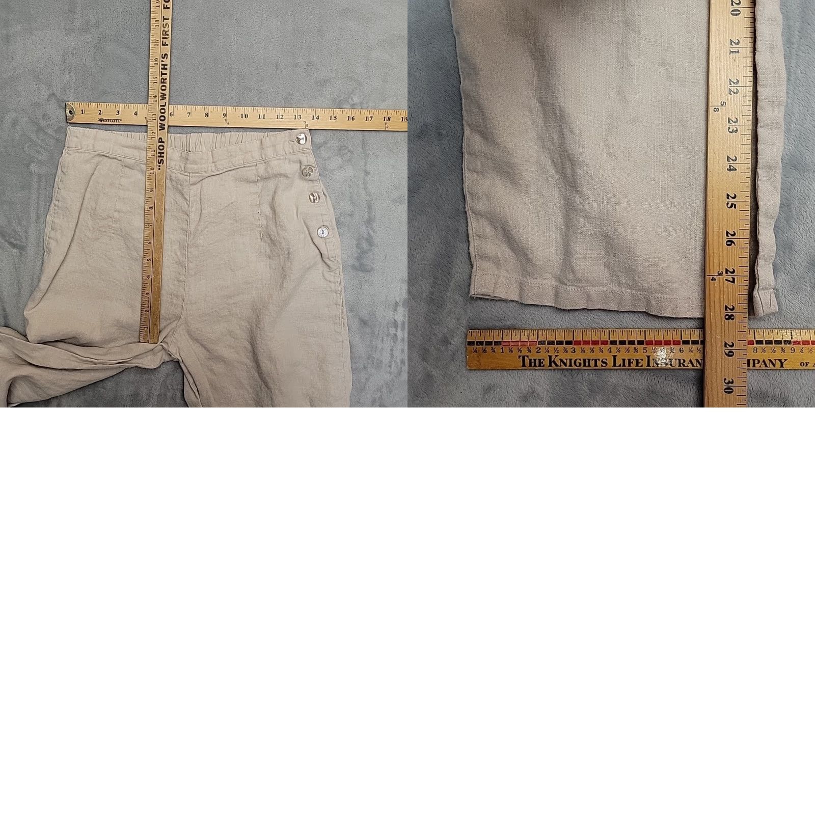 Vintage Two Star Dog Pants Women S Beige Hemp Side Button Coastal Casual Summer Comfort Size 28" / US 6 / IT 42 - 8 Thumbnail