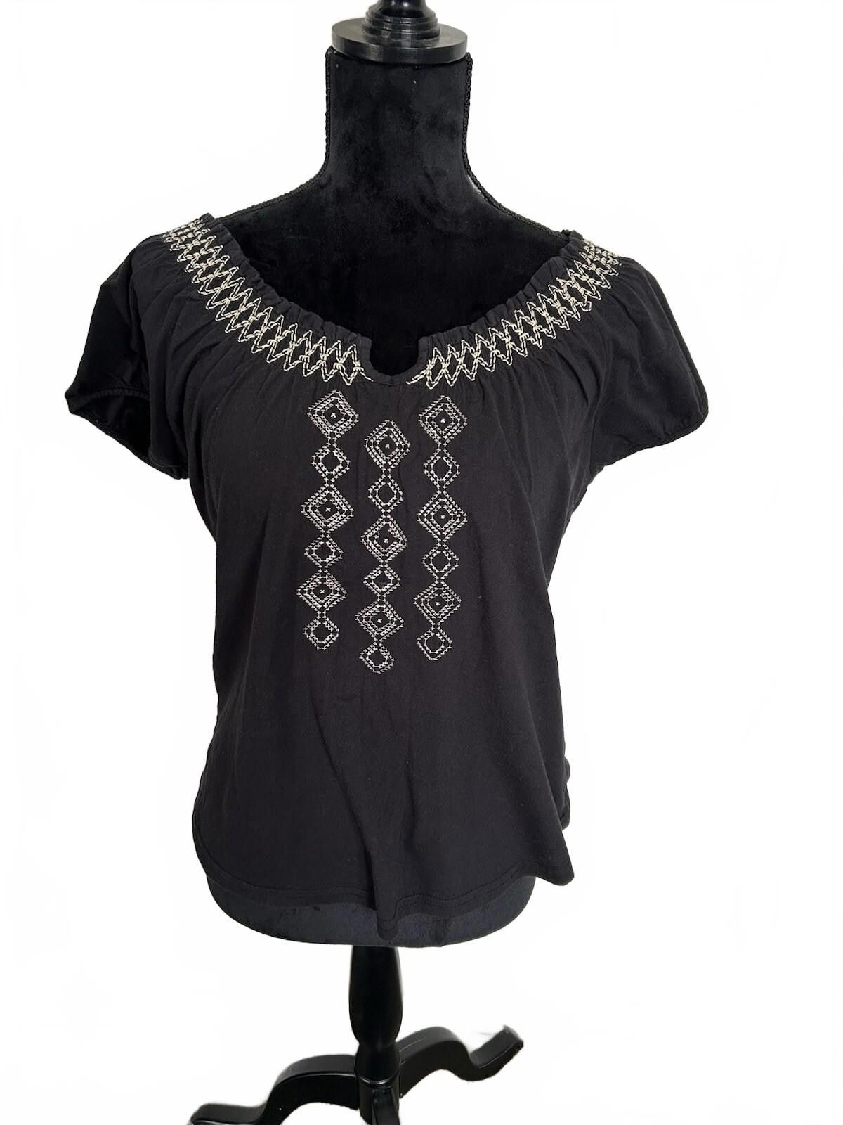 Jagermeister JAG Top Short Sleeve Black Embroidered Cotton Sz M (007/1) Size M / US 6-8 / IT 42-44 - 1 Thumbnail