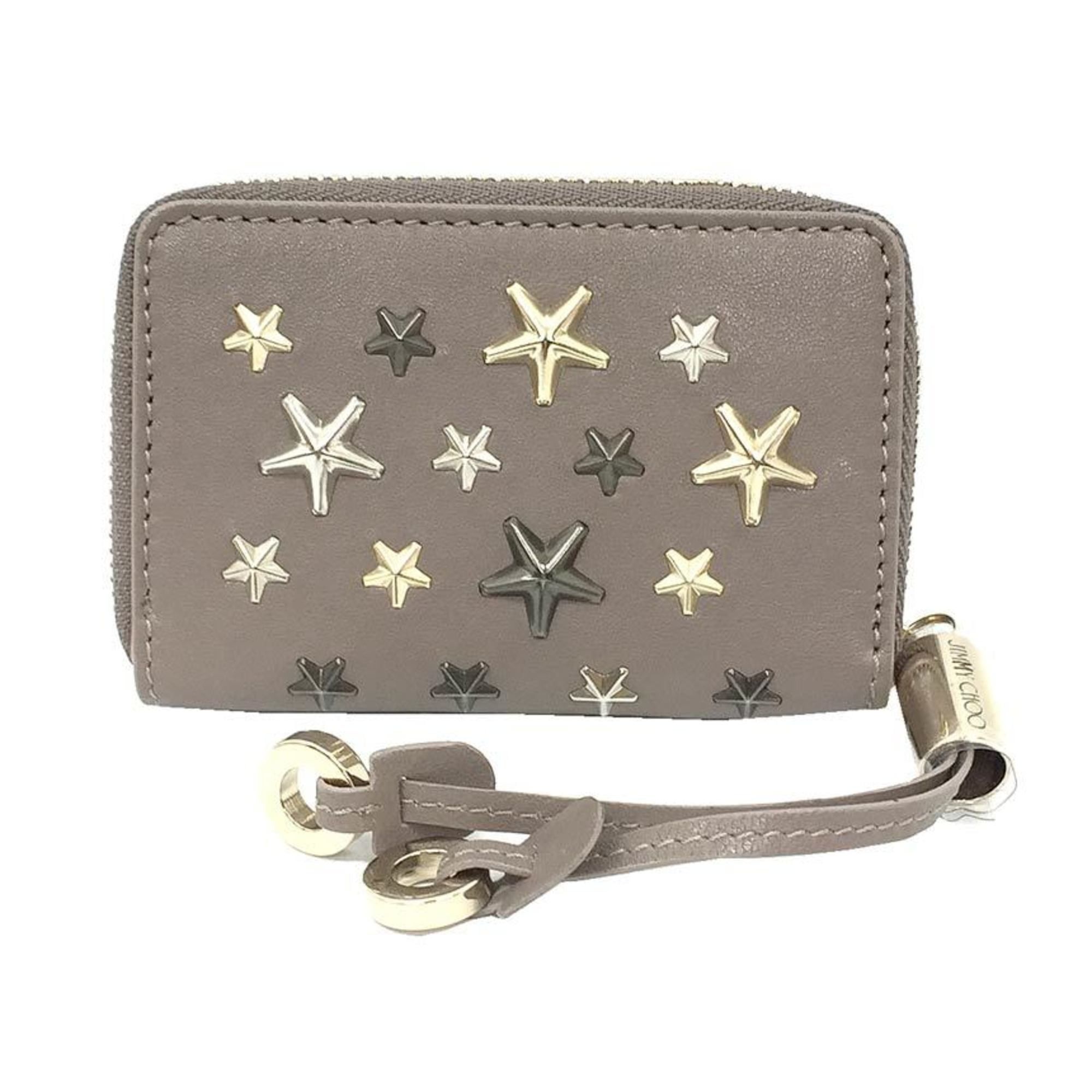 Jimmy Choo JIMMY CHOO coin case/purse, NELLIE, star-shaped stud leather, greige (NELLIE MUSK/METALLIC MIX), women's wallet. Size ONE SIZE - 1 Thumbnail