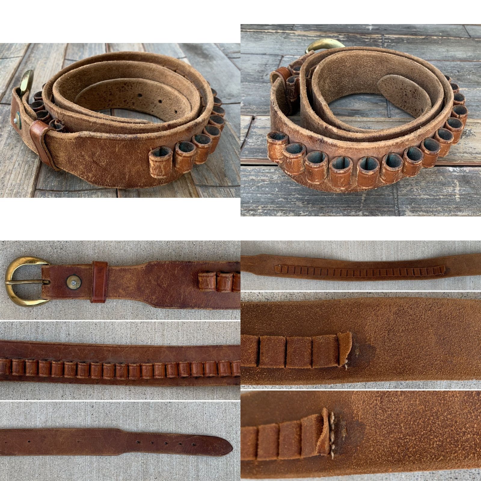 Vintage VINTAGE Safariland Leather Ammo Belt Distressed From Wear Size 42 Brass Buckle Size 42 - 9 Thumbnail