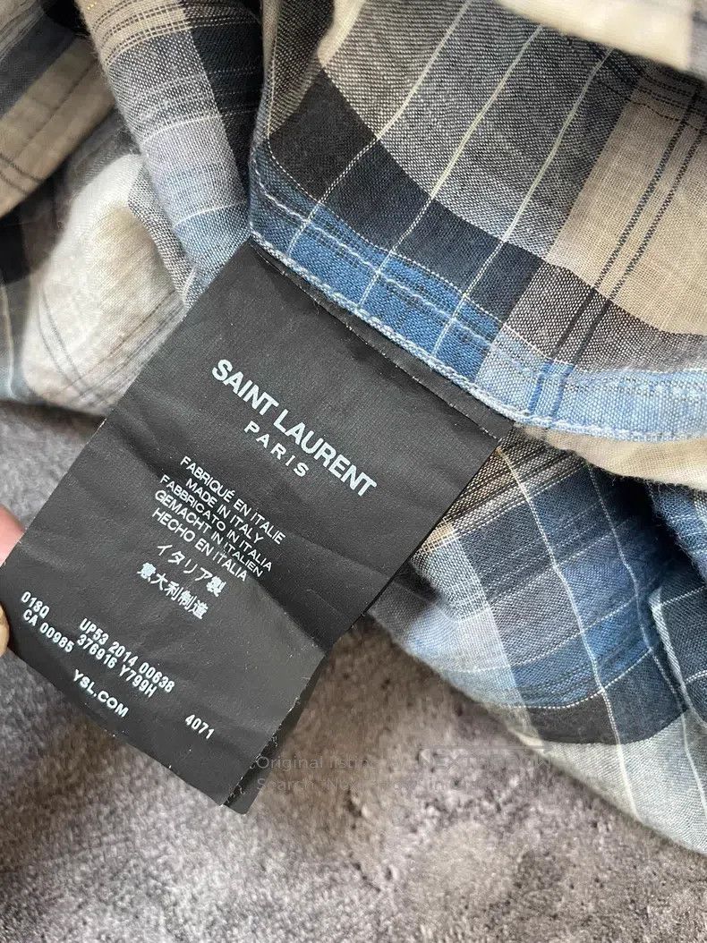 Saint Laurent Paris Saint Laurent Paris Blue and white gold thread plaid shirt Size US XXS / EU 40 - 6 Thumbnail
